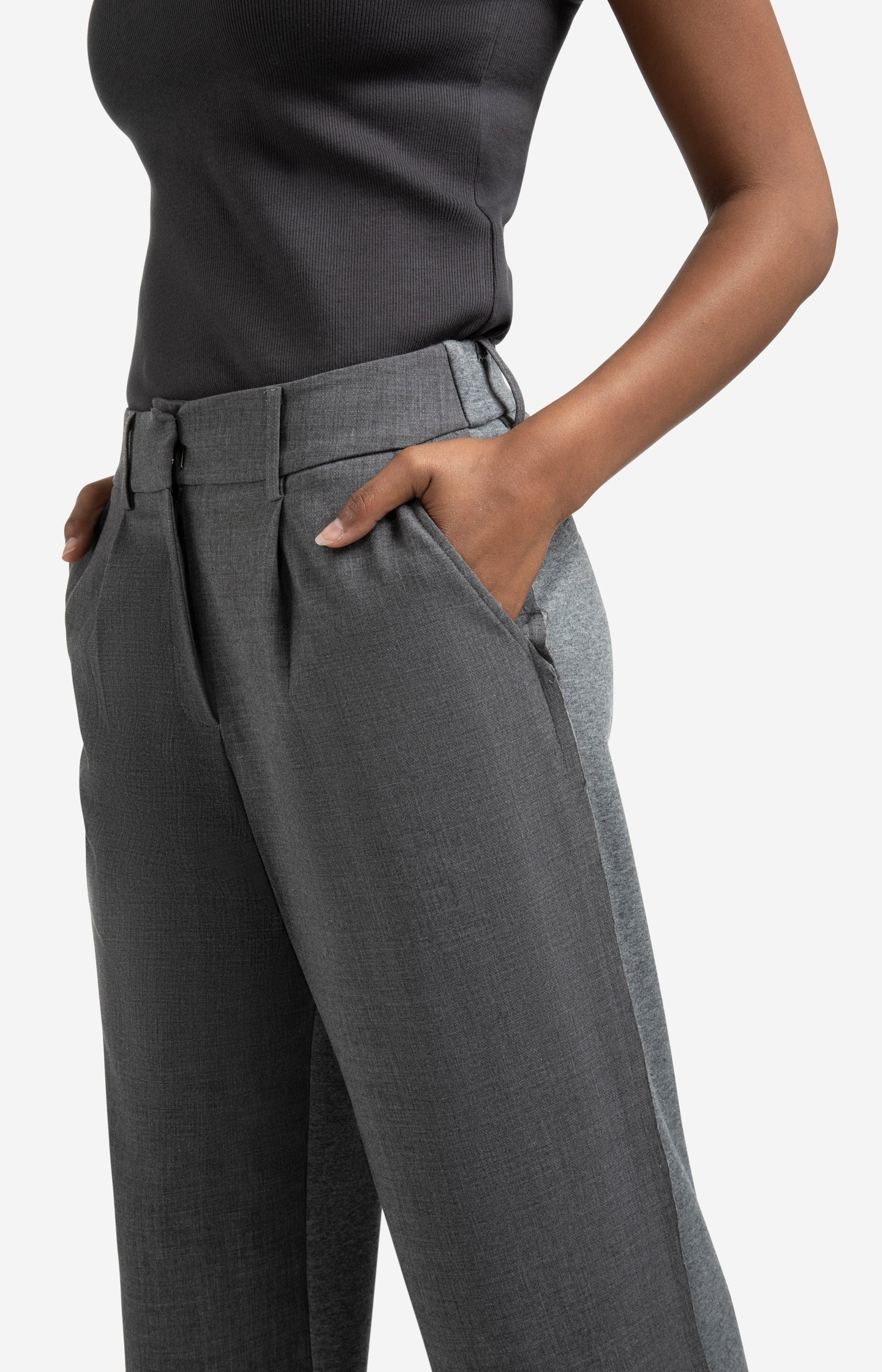 Wide leg trousers with jersey fabric back