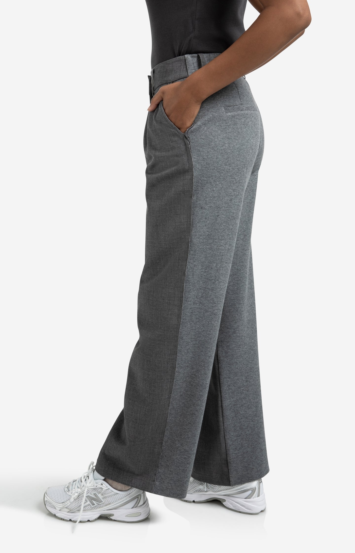 Wide leg trousers with jersey fabric back