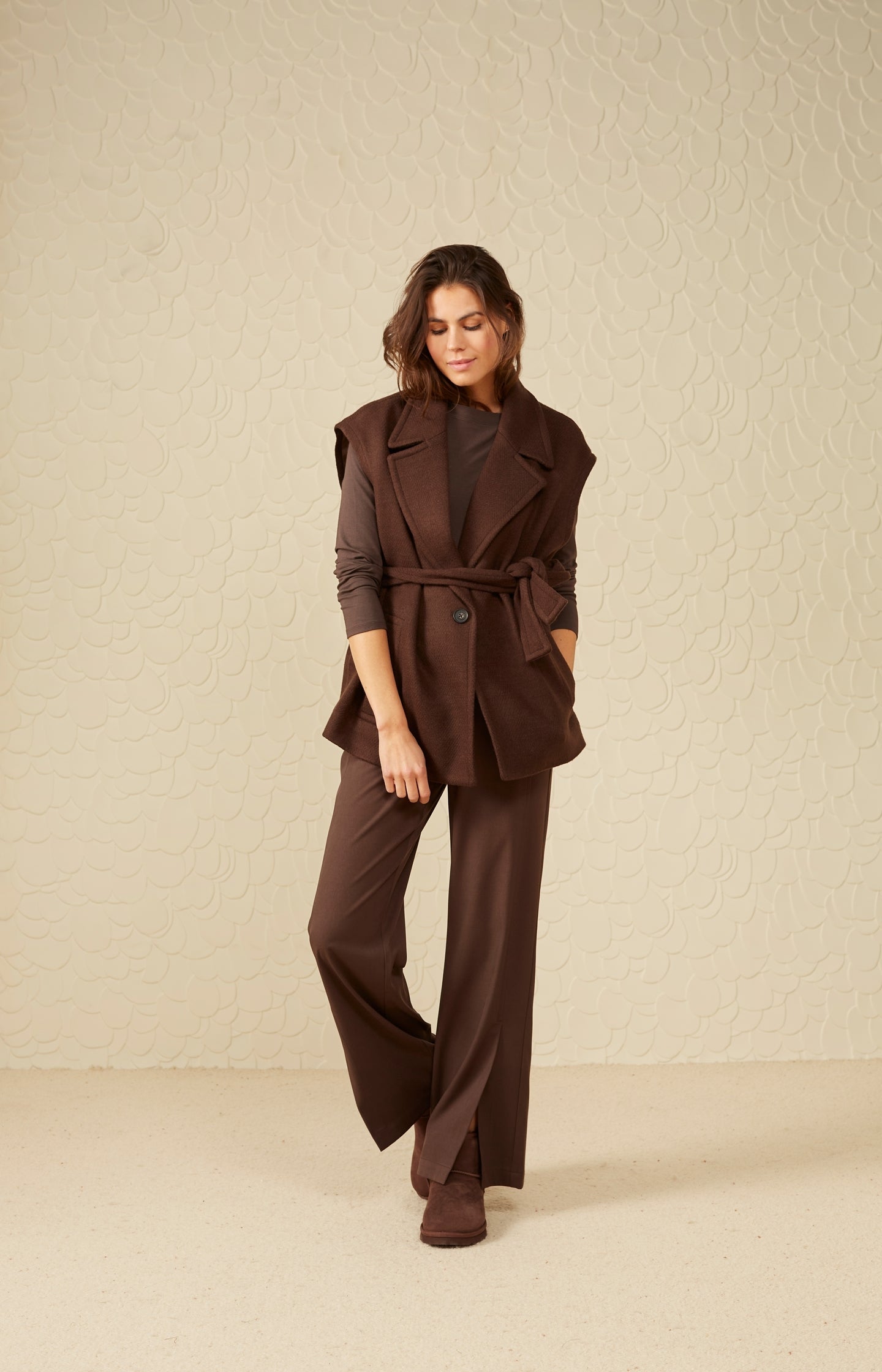 Wasic Leinenhose mit weitem Bein in Flamingo-Rosa