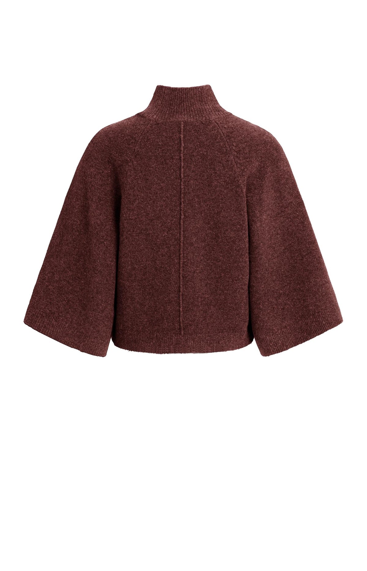 Wide sleeve sweater with high neckline - Red
