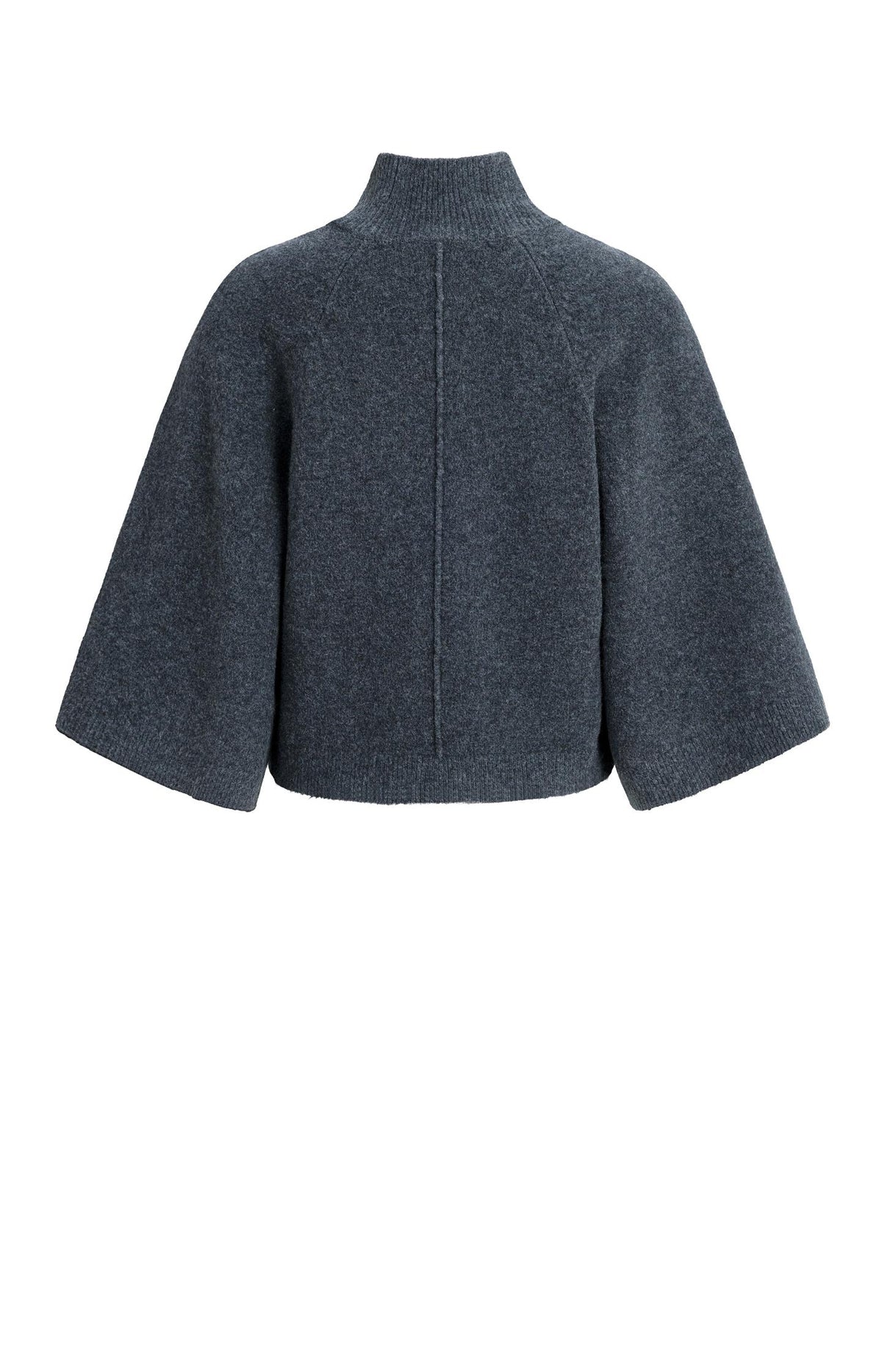 Wide sleeve sweater with high neckline - Dark Anthracite Melange
