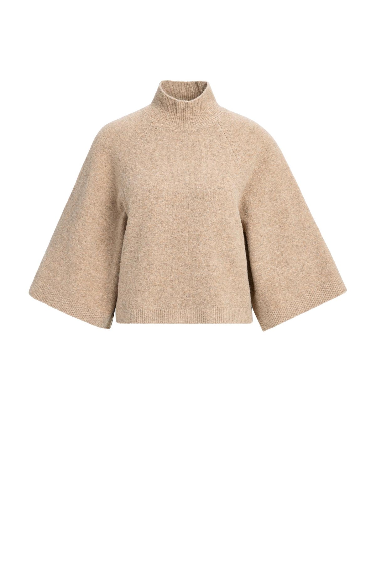 Wide sleeve sweater with high neckline - Bitter Chocolate Red Melange