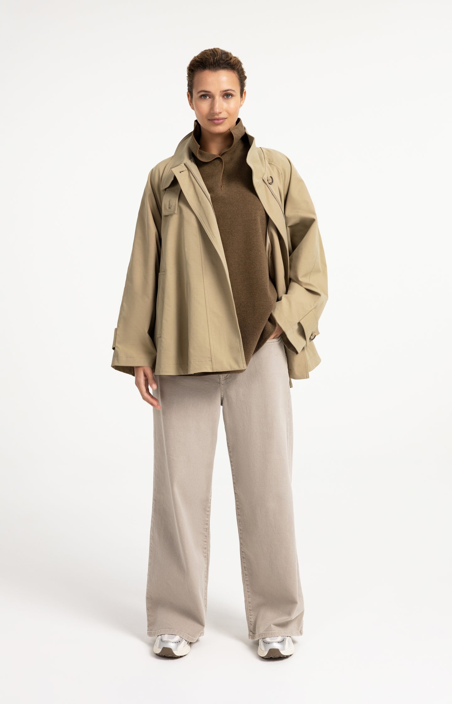 Wool blend bodywarmer with stand-up collar
