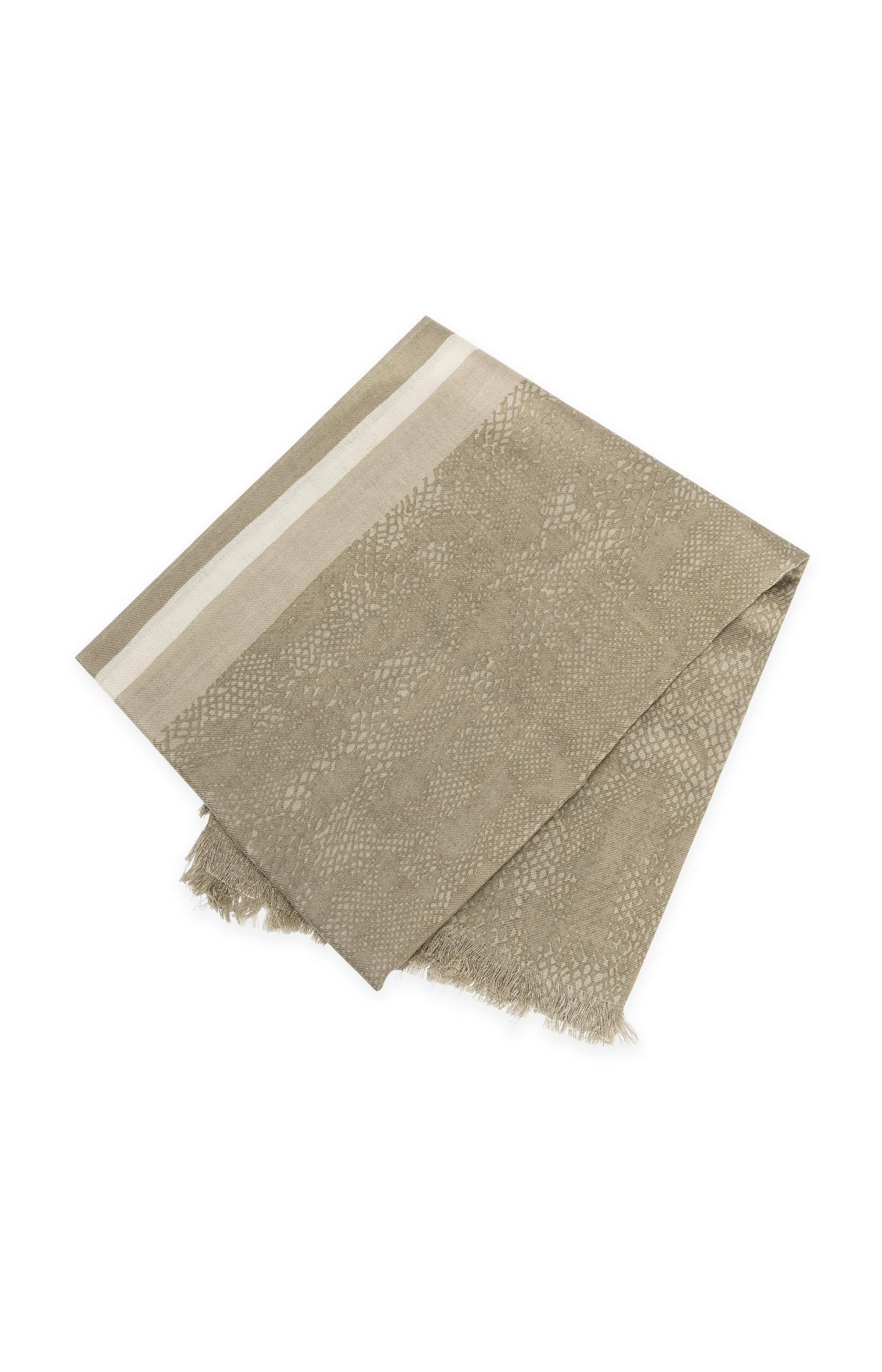 Wool blend scarf with subtle snake print - Type: product