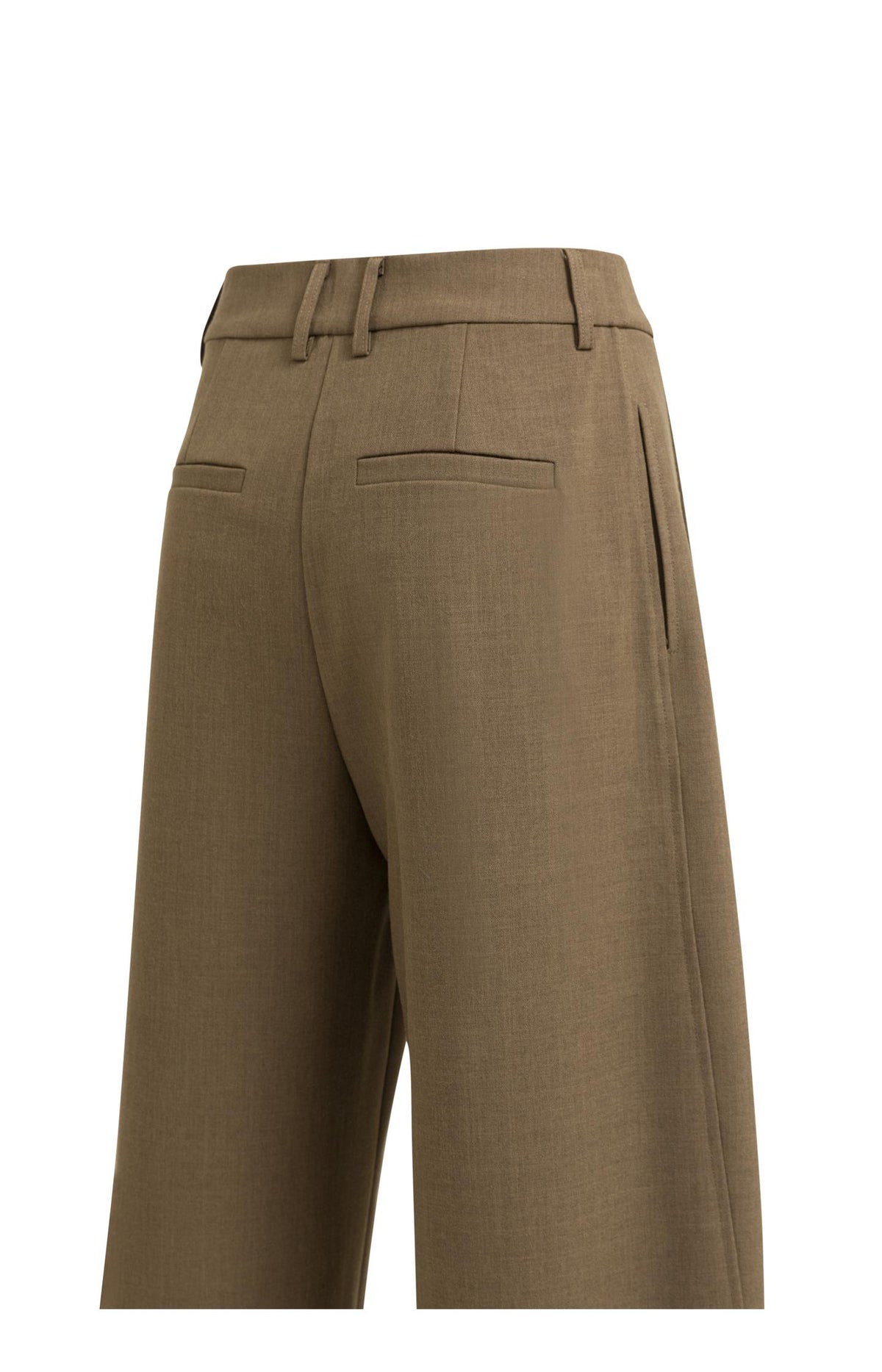 Woven barrel-leg trousers with pleat detail - Teak Brown