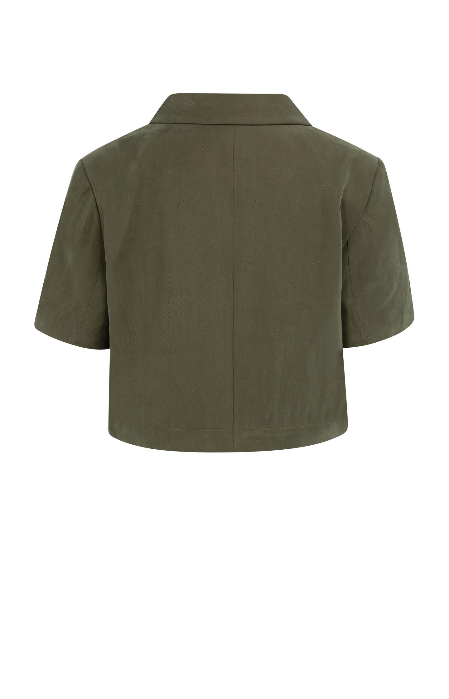 Woven blazer with short sleeves and detachable zip hem