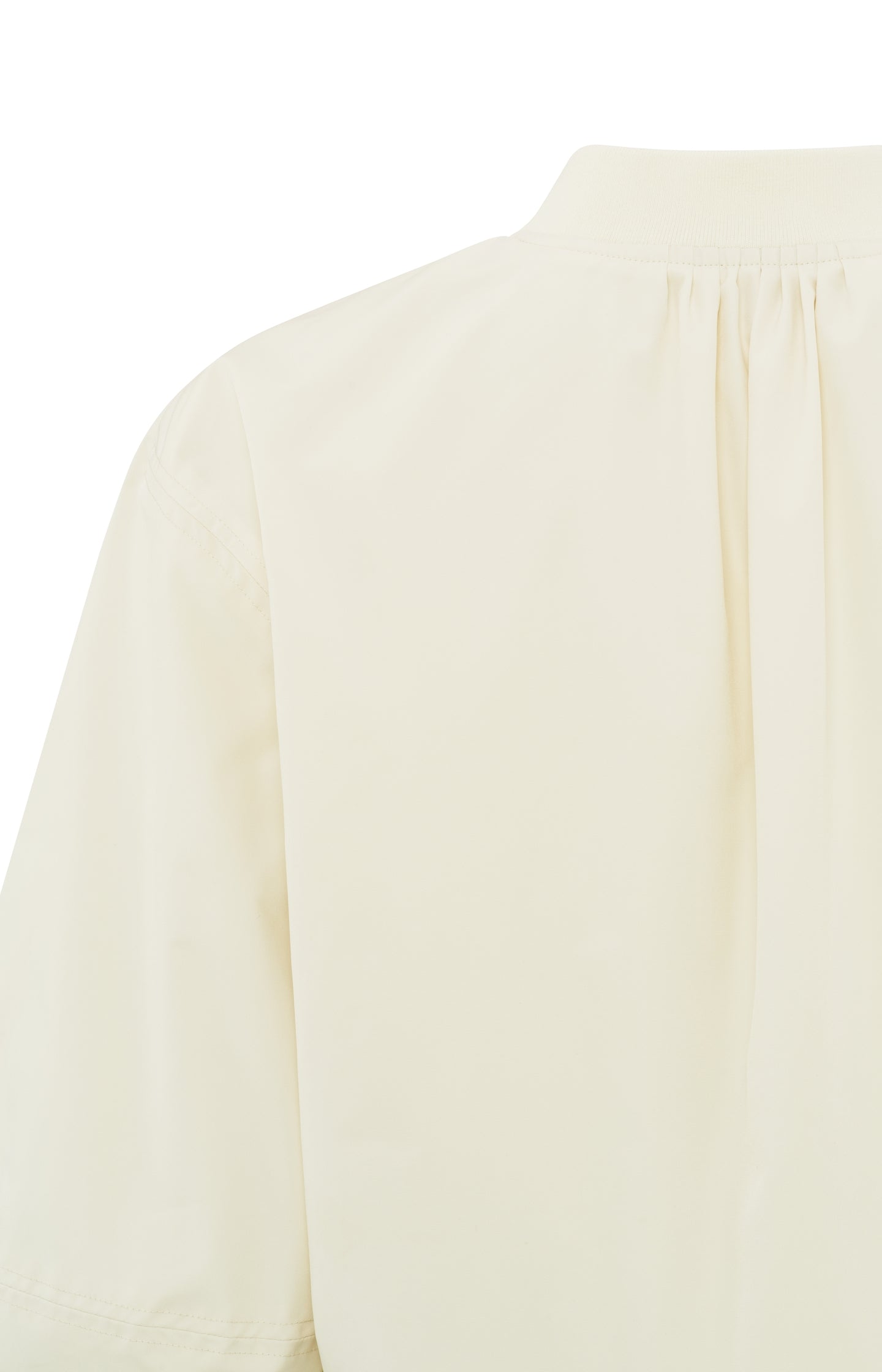 Woven bomber jacket with pockets, zip and elastic cuffs - Wool White