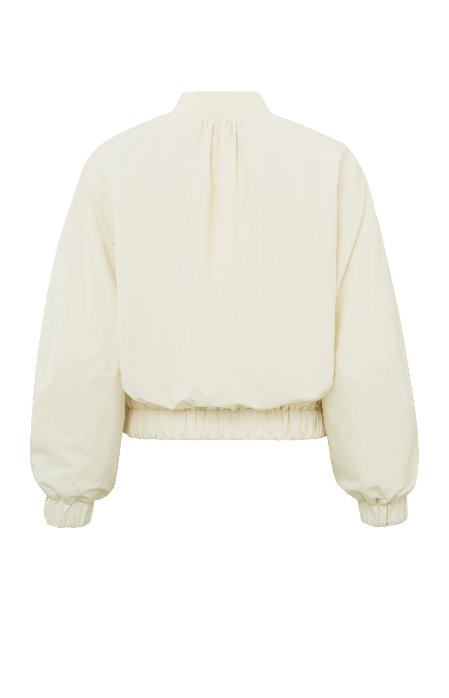 Woven bomber jacket with pockets, zip and elastic cuffs - Wool White