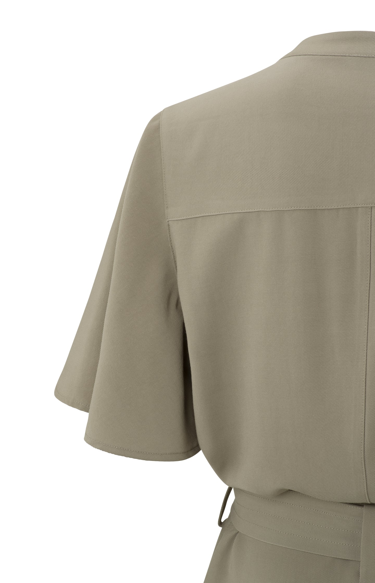 Woven cargo dress with V-neck, bell sleeves and waist belt