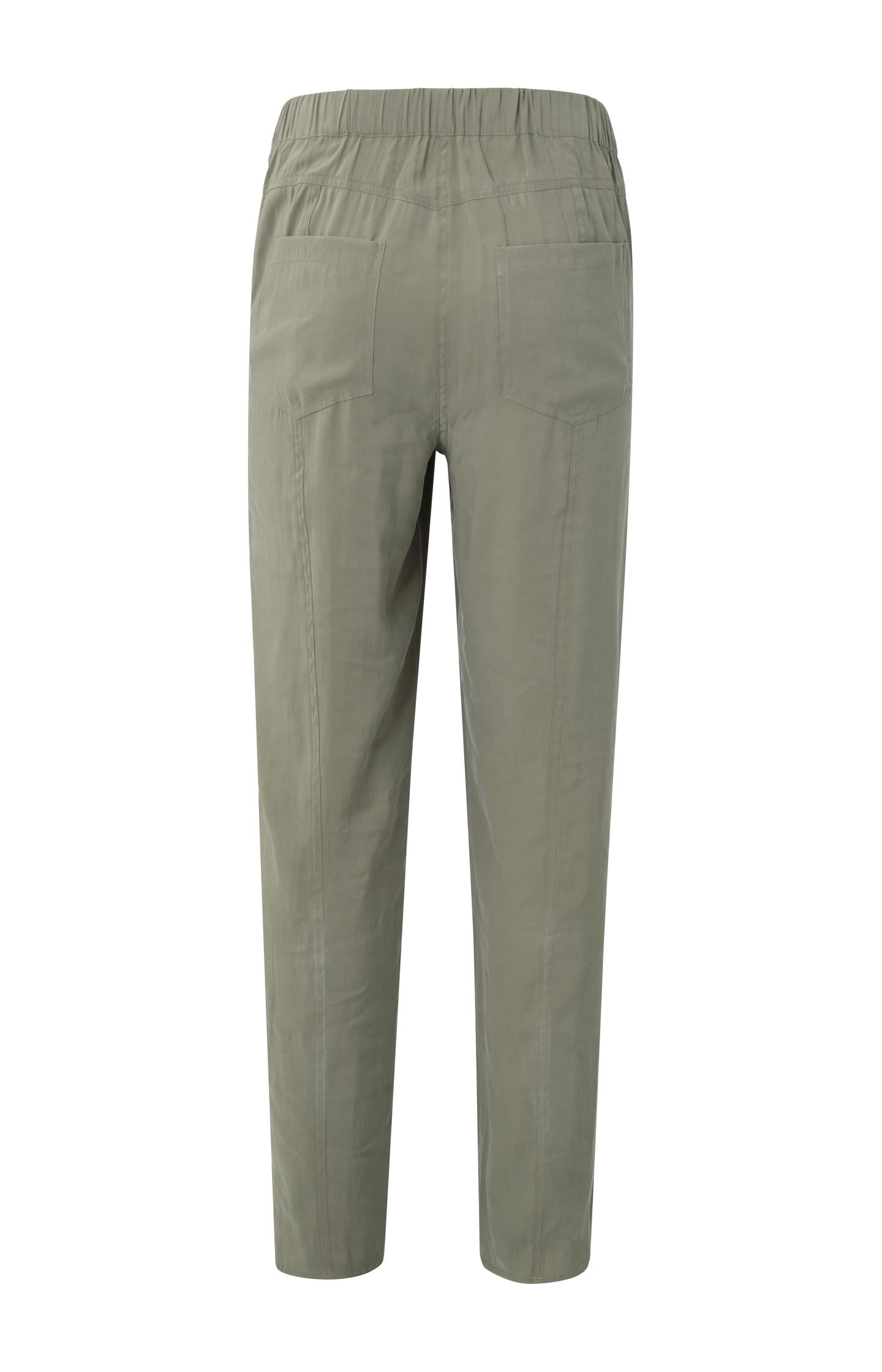 Woven cargo trousers with elastic waist, pockets and slits