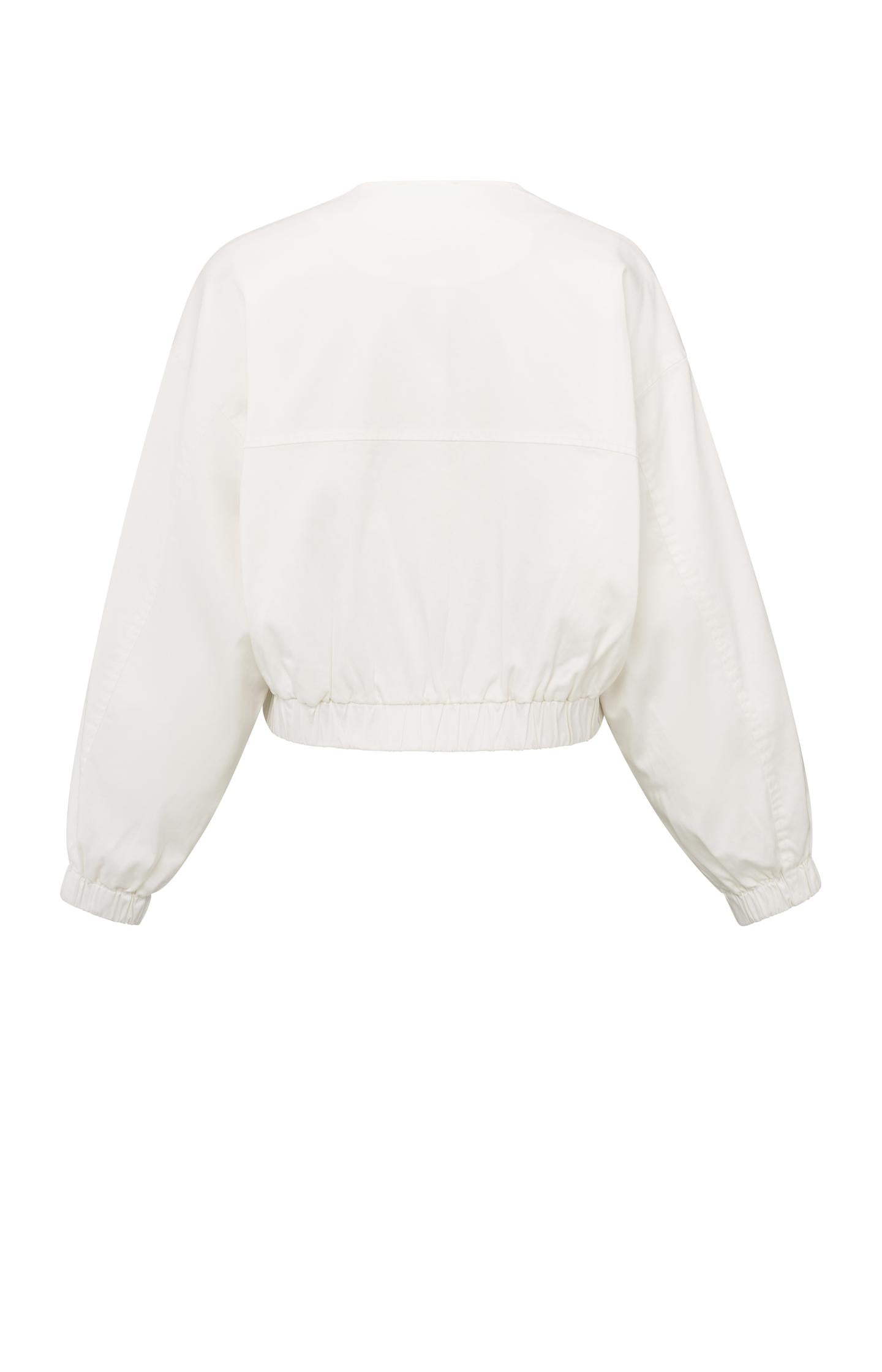 Woven cropped bomber jacket with zipper