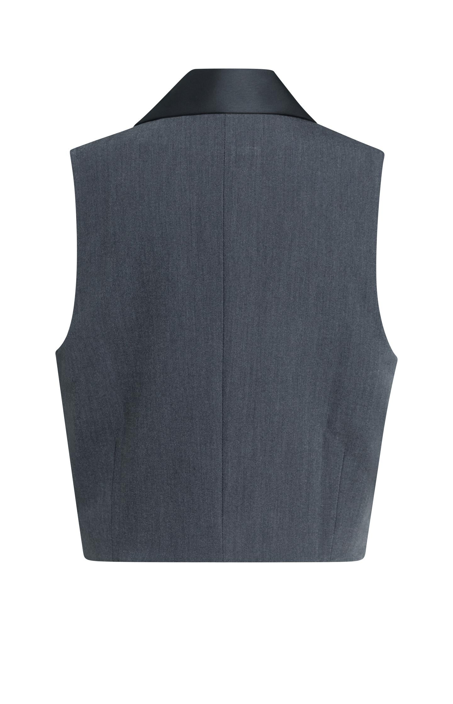 Woven gilet with satin lapel detail