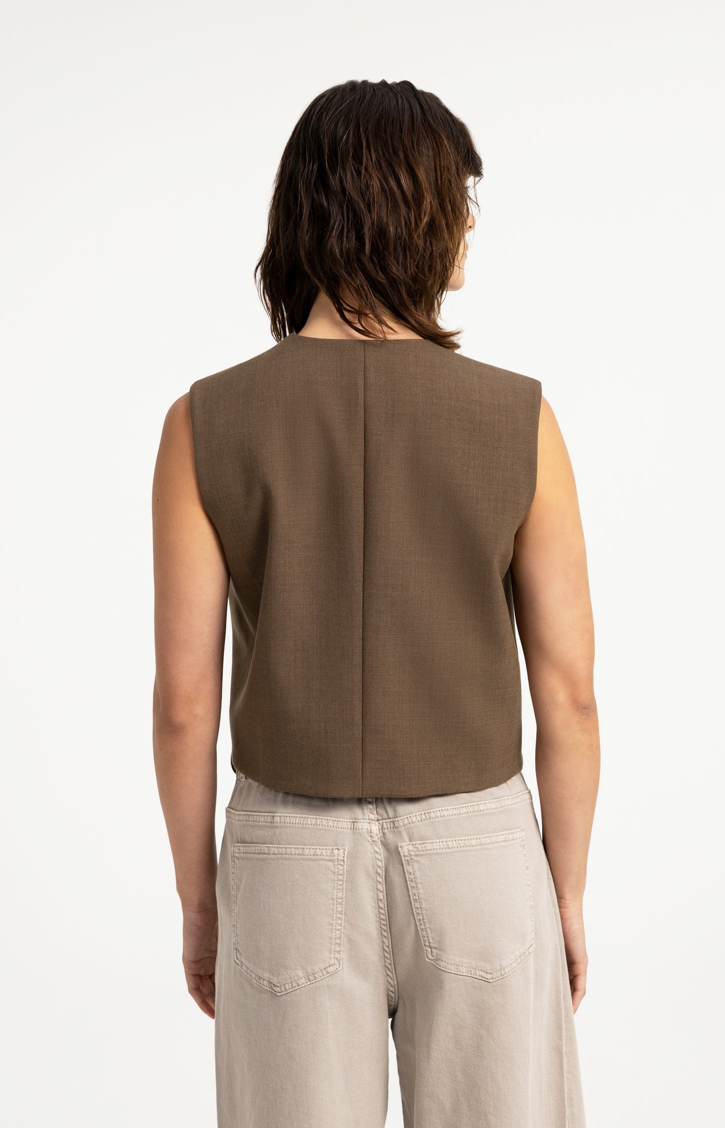 Woven gilet with wrap-over detail and side tie closure