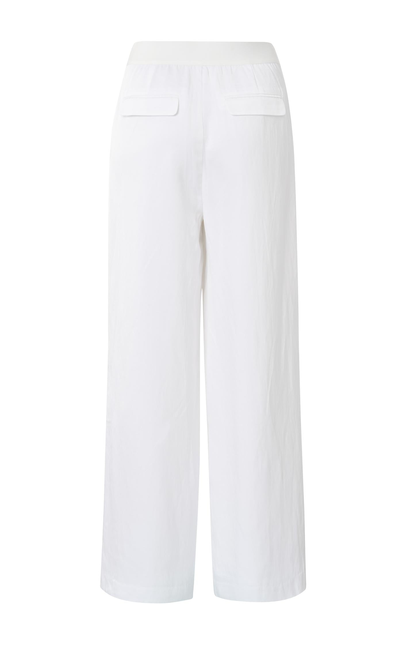 Woven high-waist trousers with wide legs and seam details