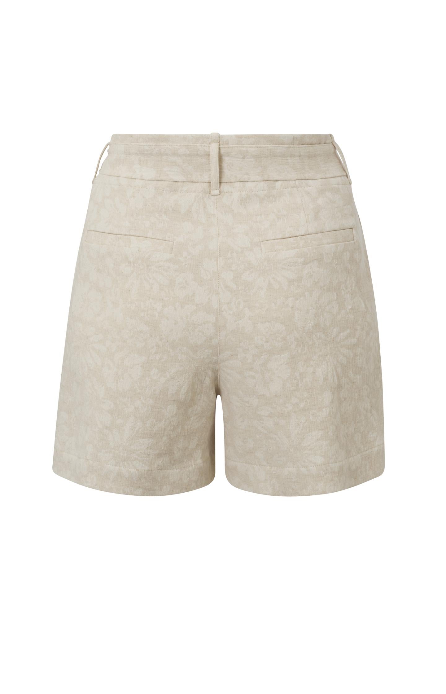 Woven jacquard short with side pockets and pleated detail