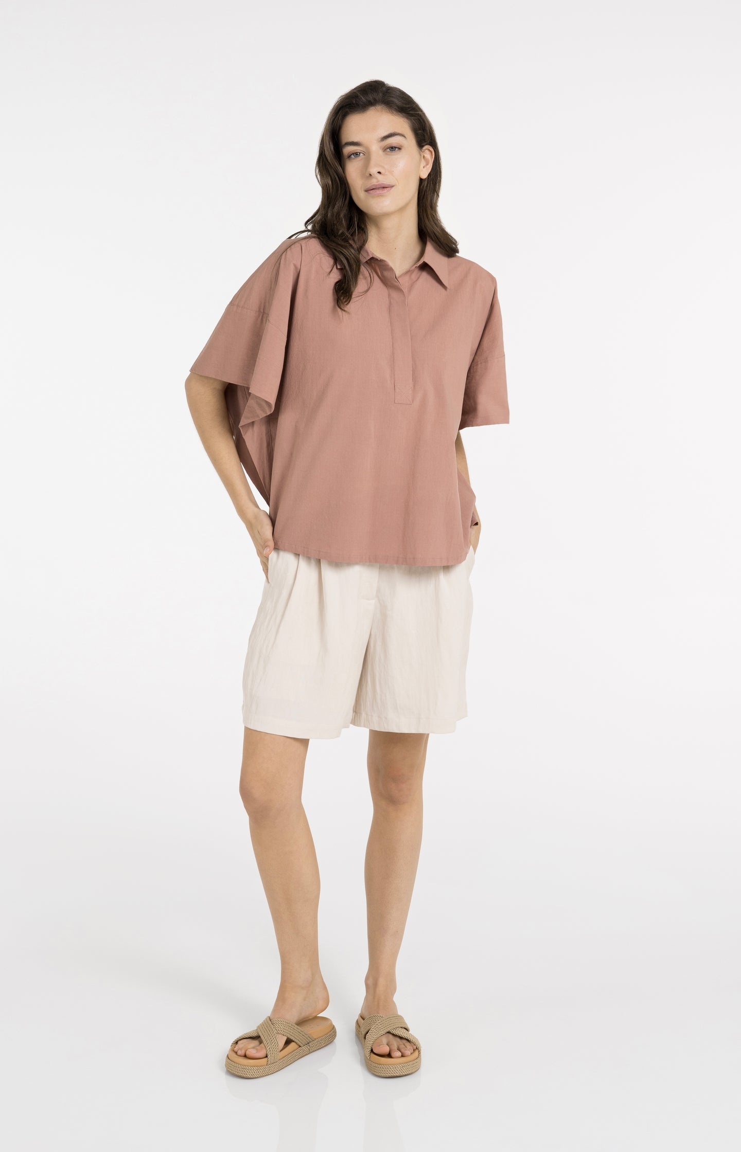 Woven longer length bermuda shorts
