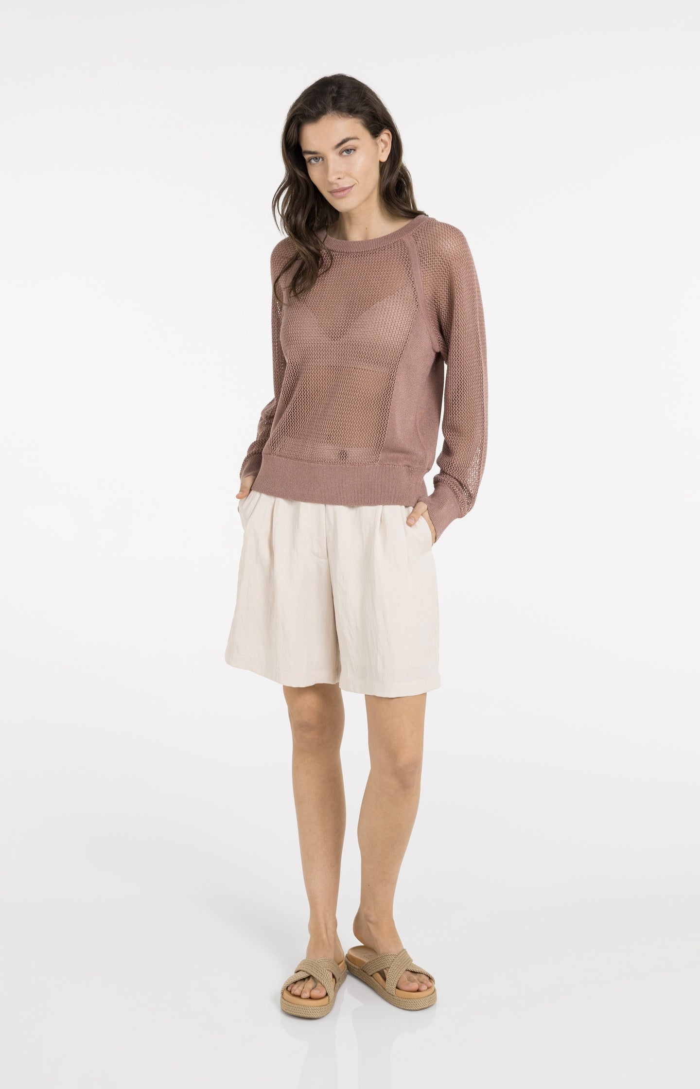 Woven longer length bermuda shorts