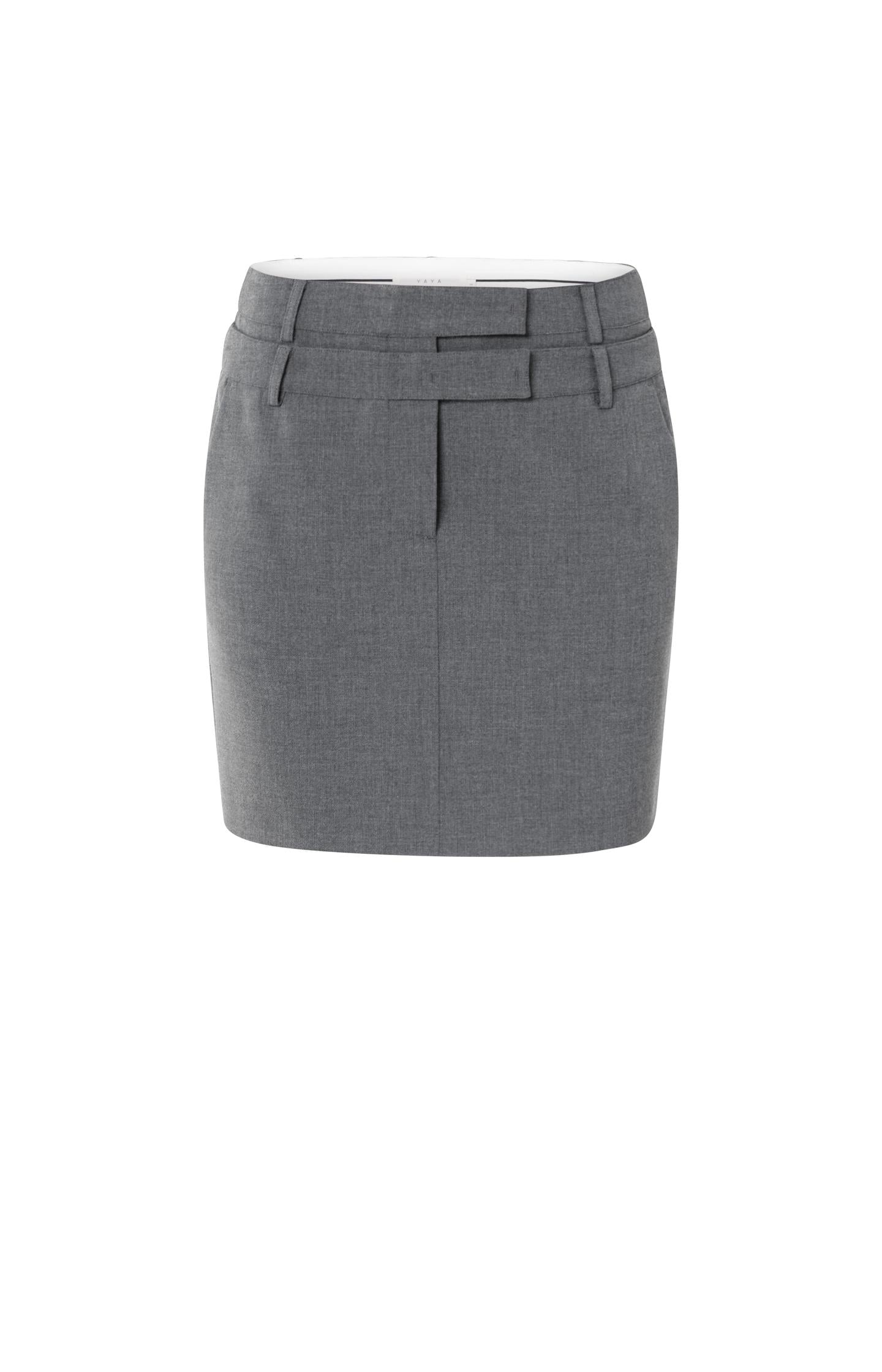Woven mini skirt with double waistband detail - Type: product