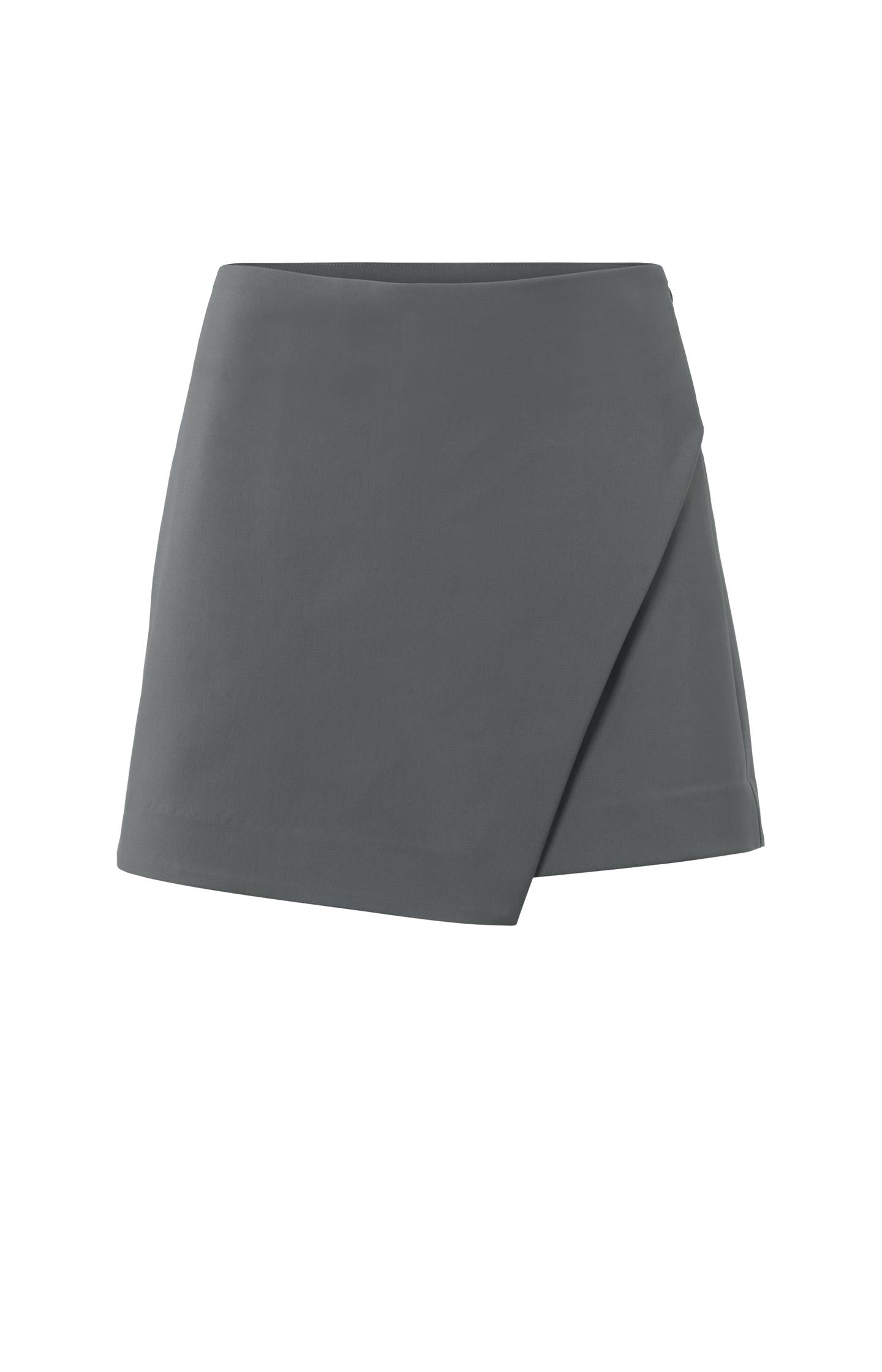 Woven mini skort with wrap effect and zip - Type: product