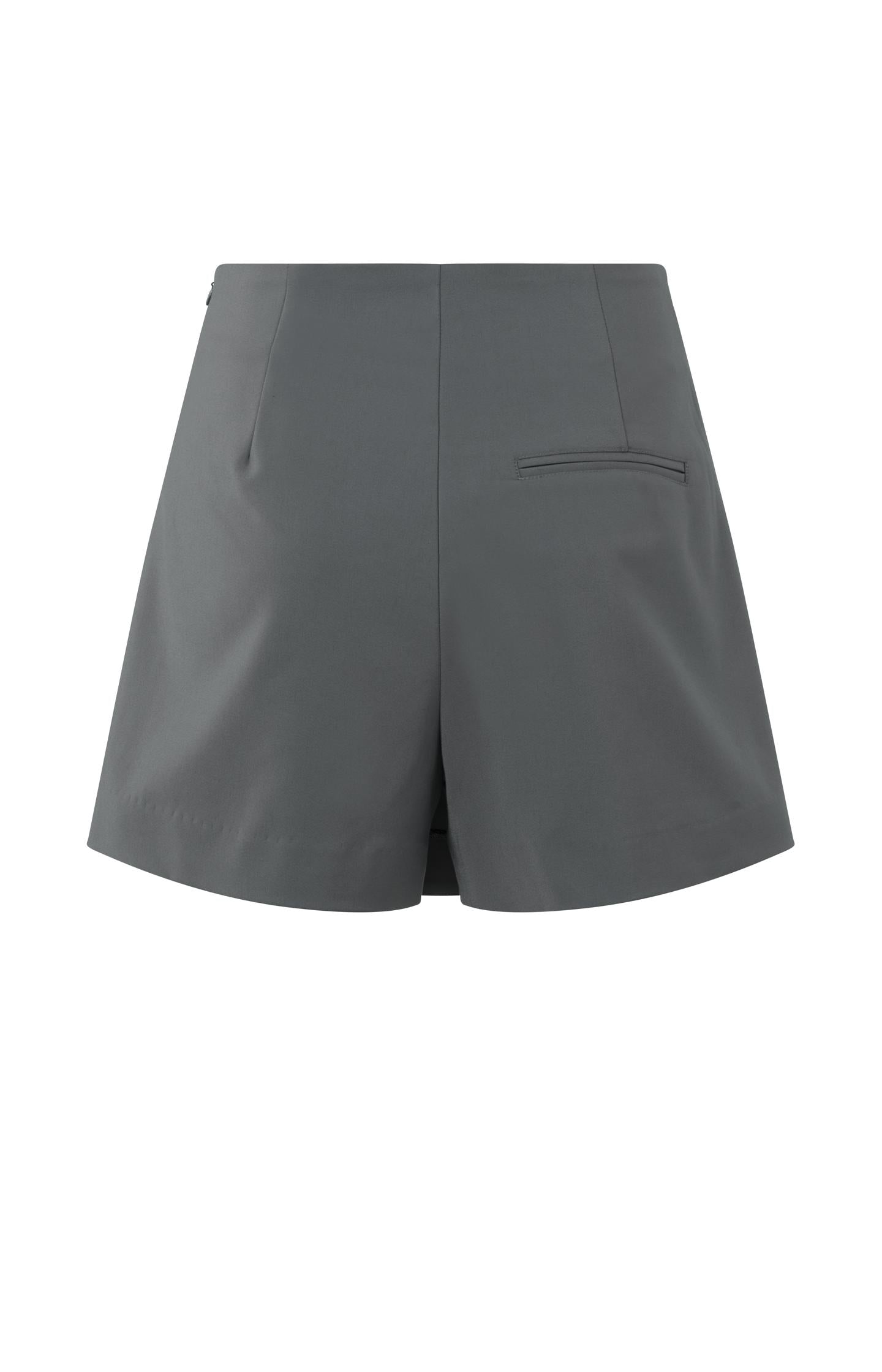 Woven mini skort with wrap effect and zip