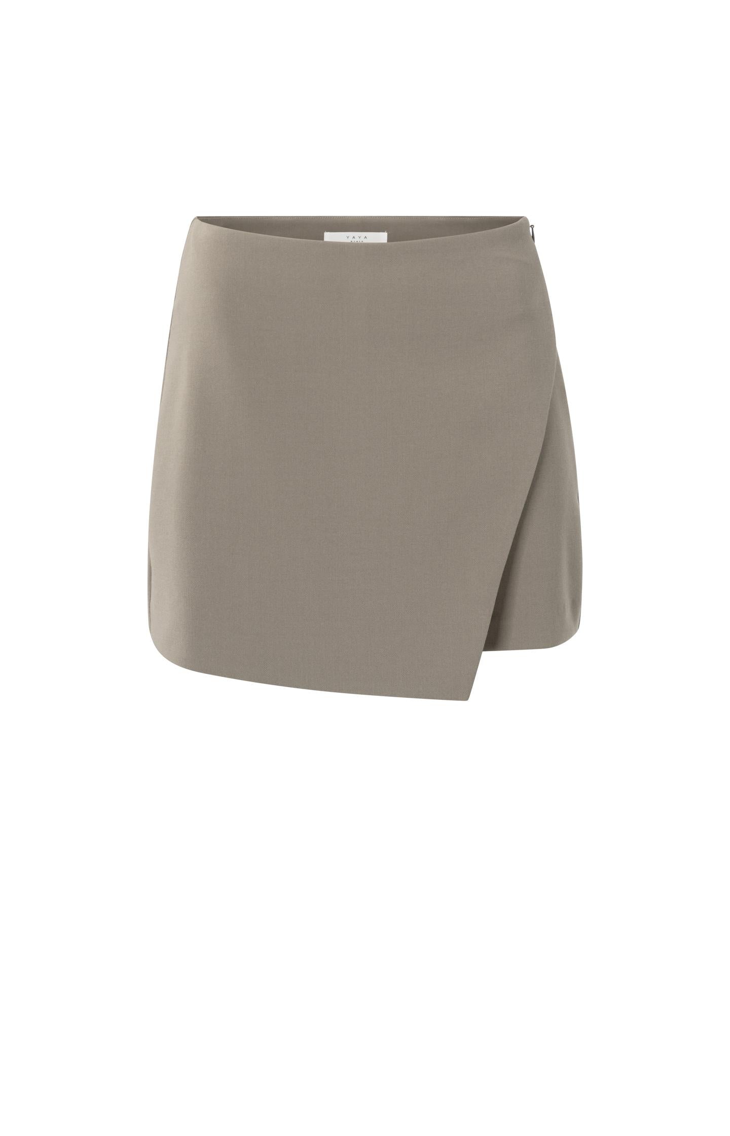 Woven mini skort with wrap-over detail - Type: product