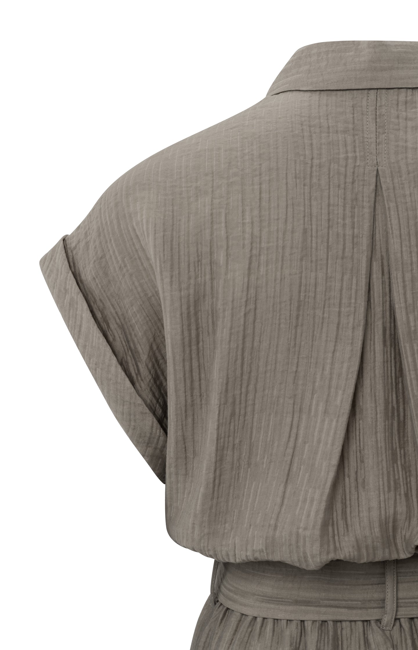 Woven playsuit with short sleeves, pockets, buttons and belt