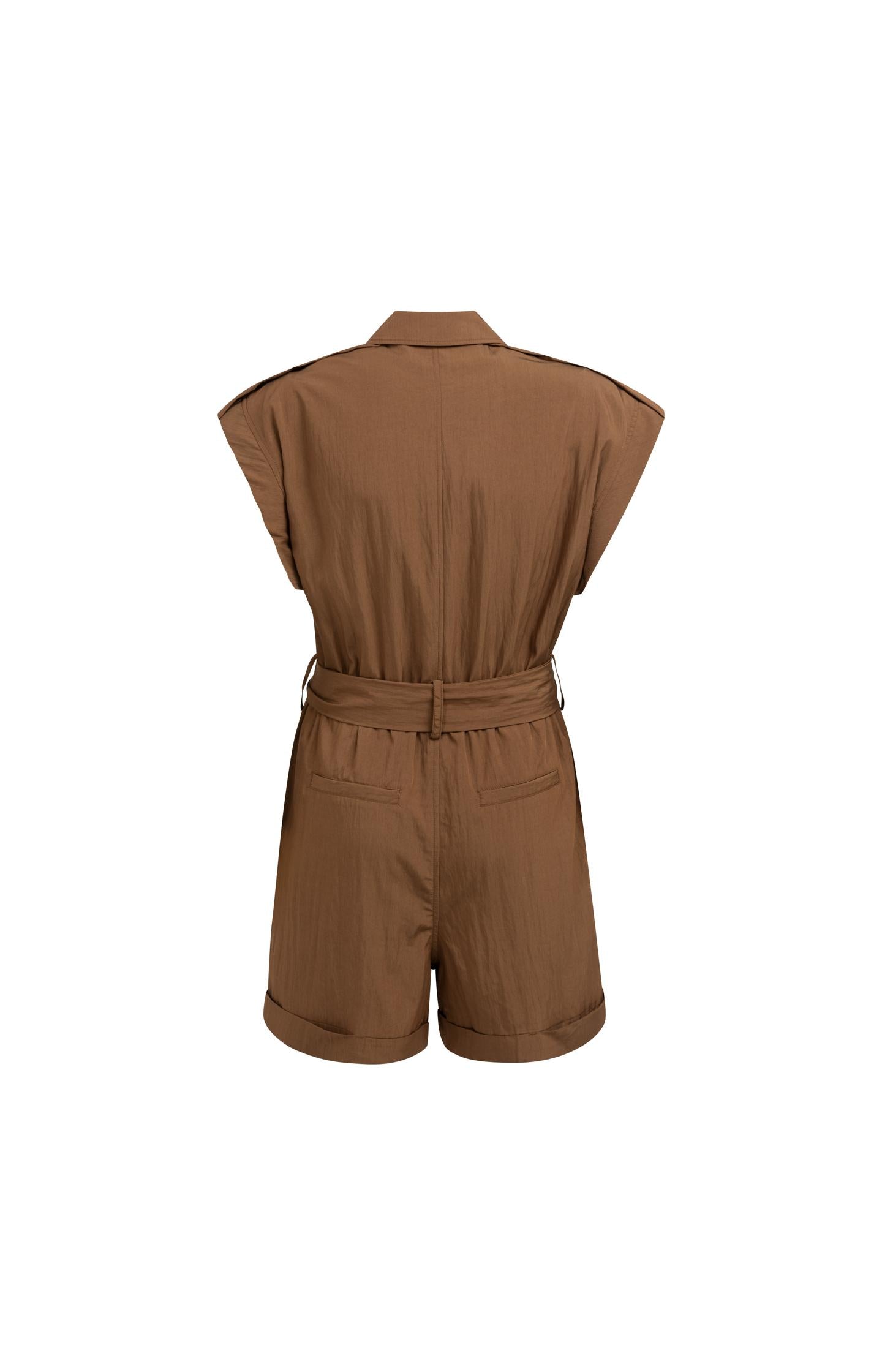 Woven playsuit with zip and tie belt - Type: video