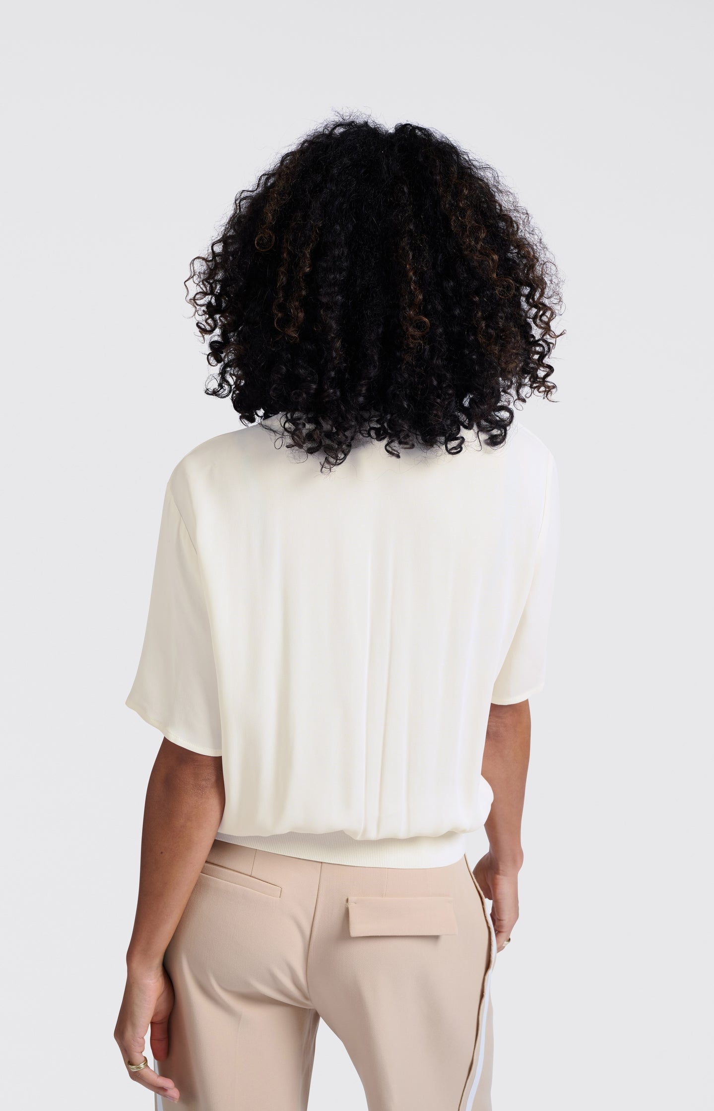 Woven polo with ribbed waistband