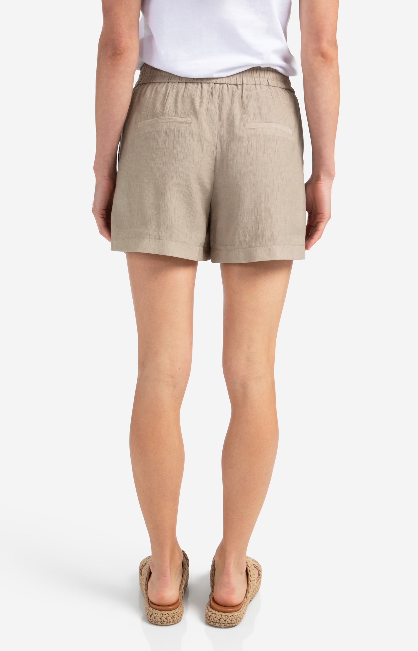 Woven structured shorts with elastic waistband