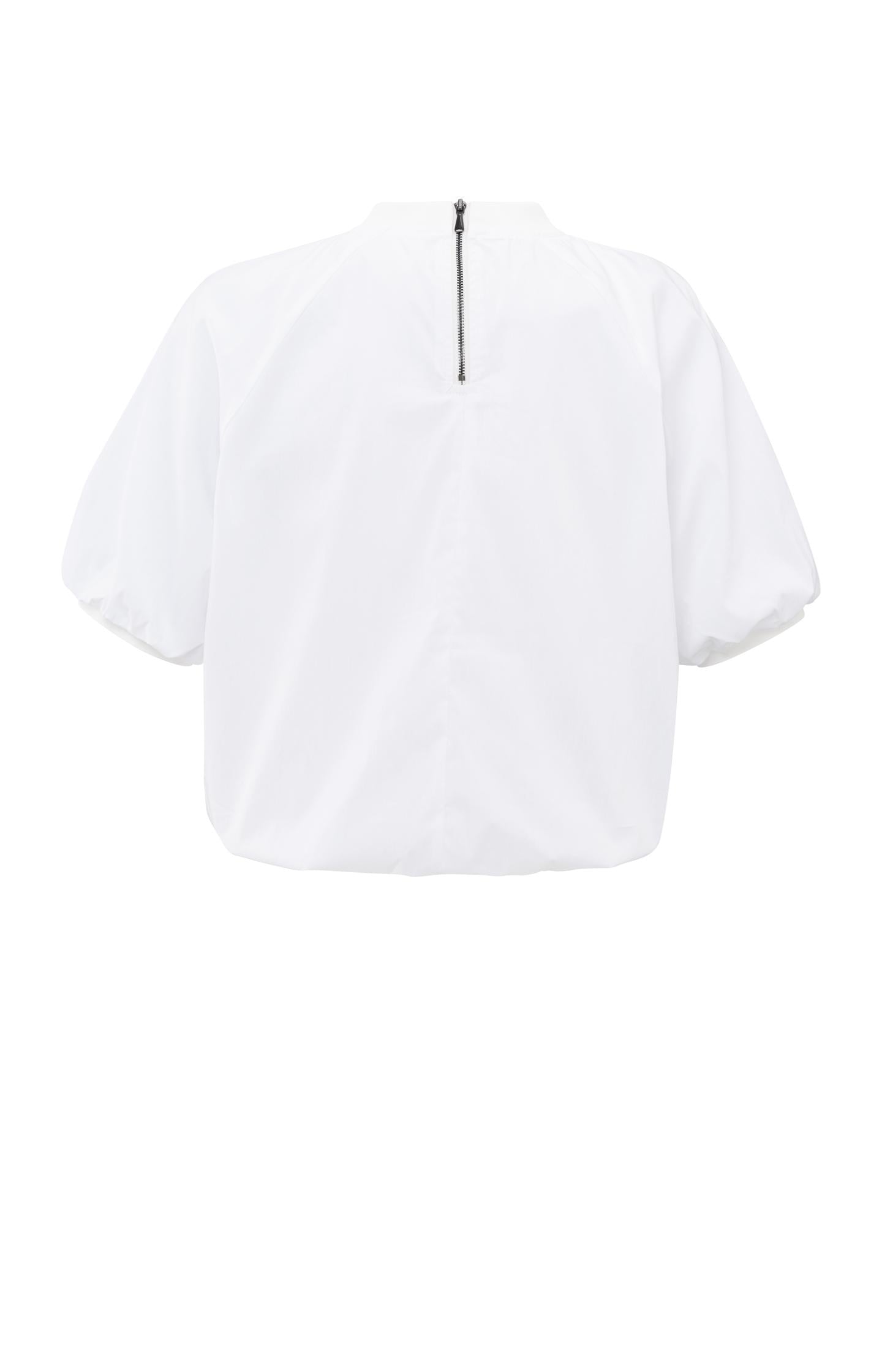 Woven T-shirt with puff sleeves