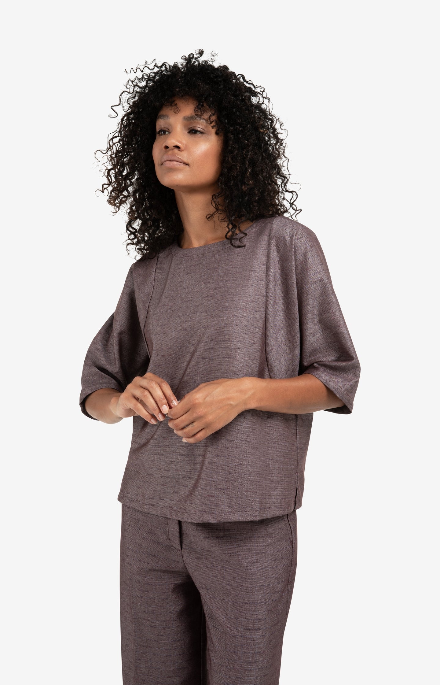 Woven T-shirt with seam details