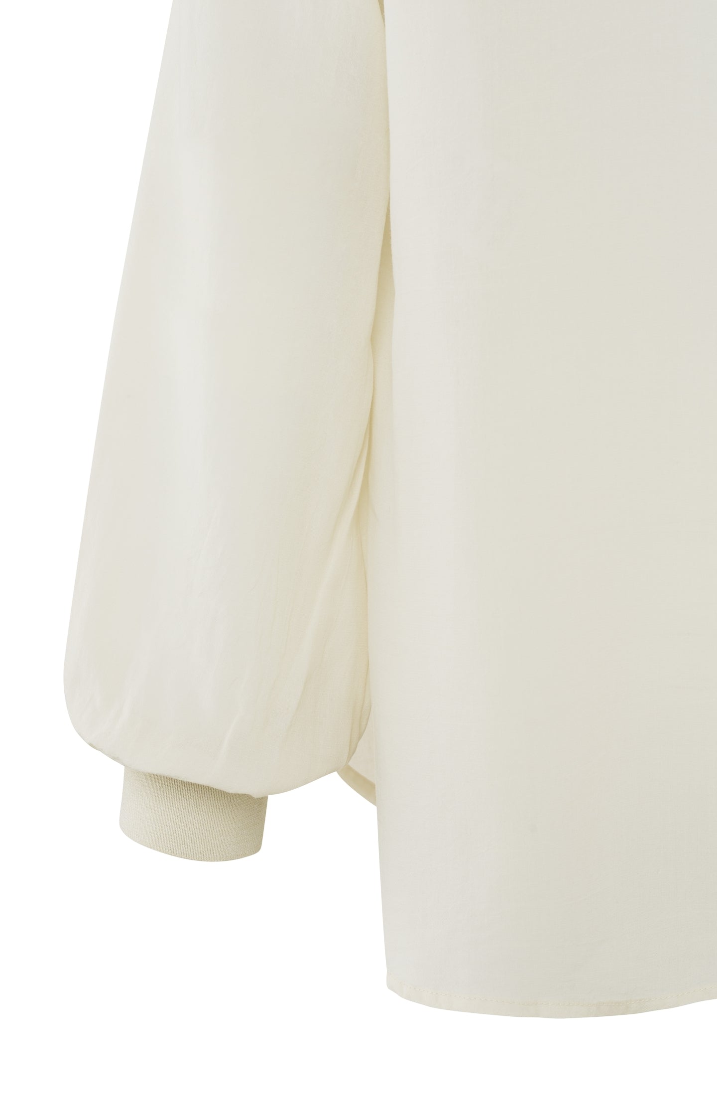 Woven top with V-neck, long puff sleeves and zip