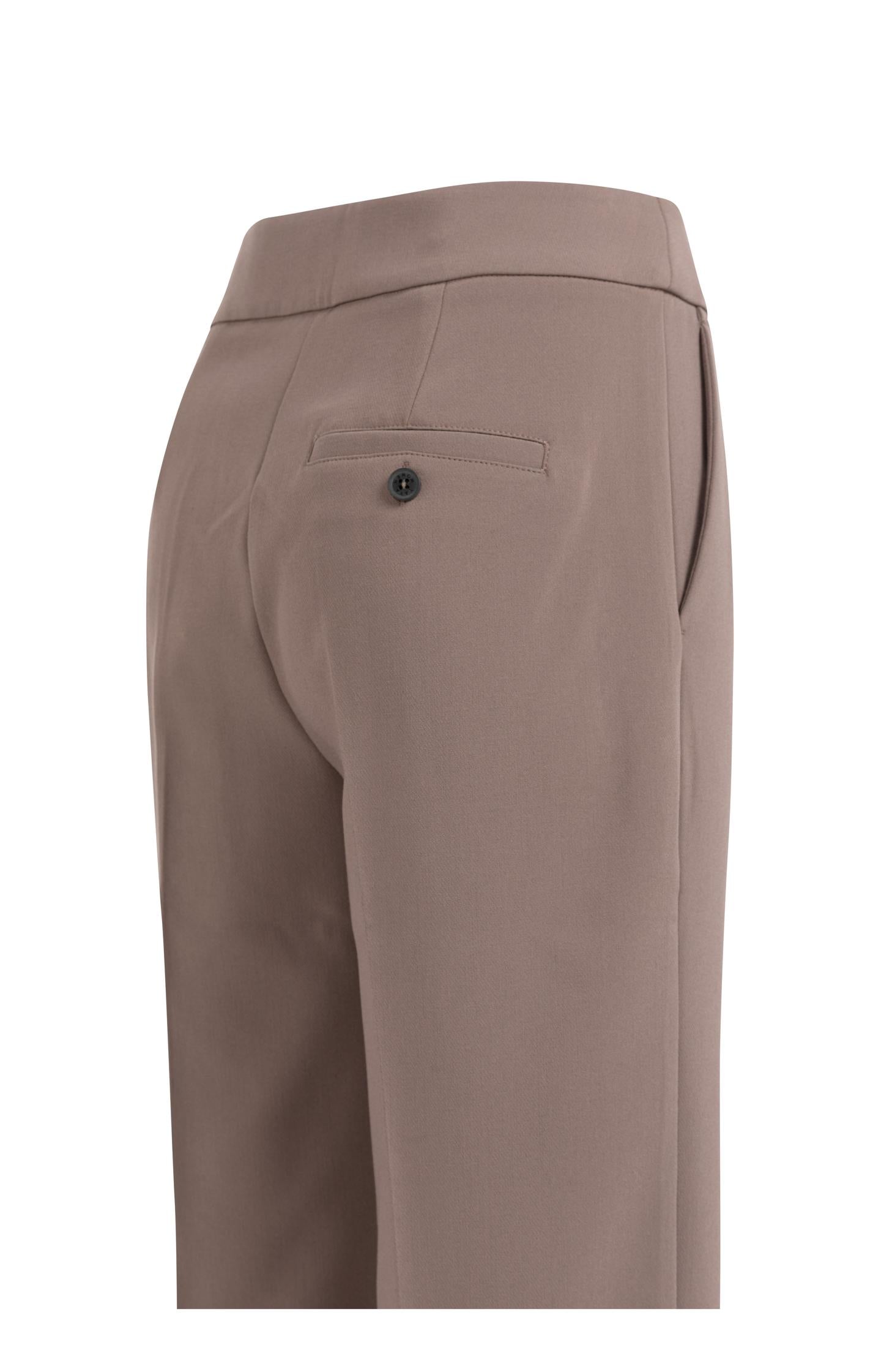 Woven trousers with asymmetrical waistband and straight fit