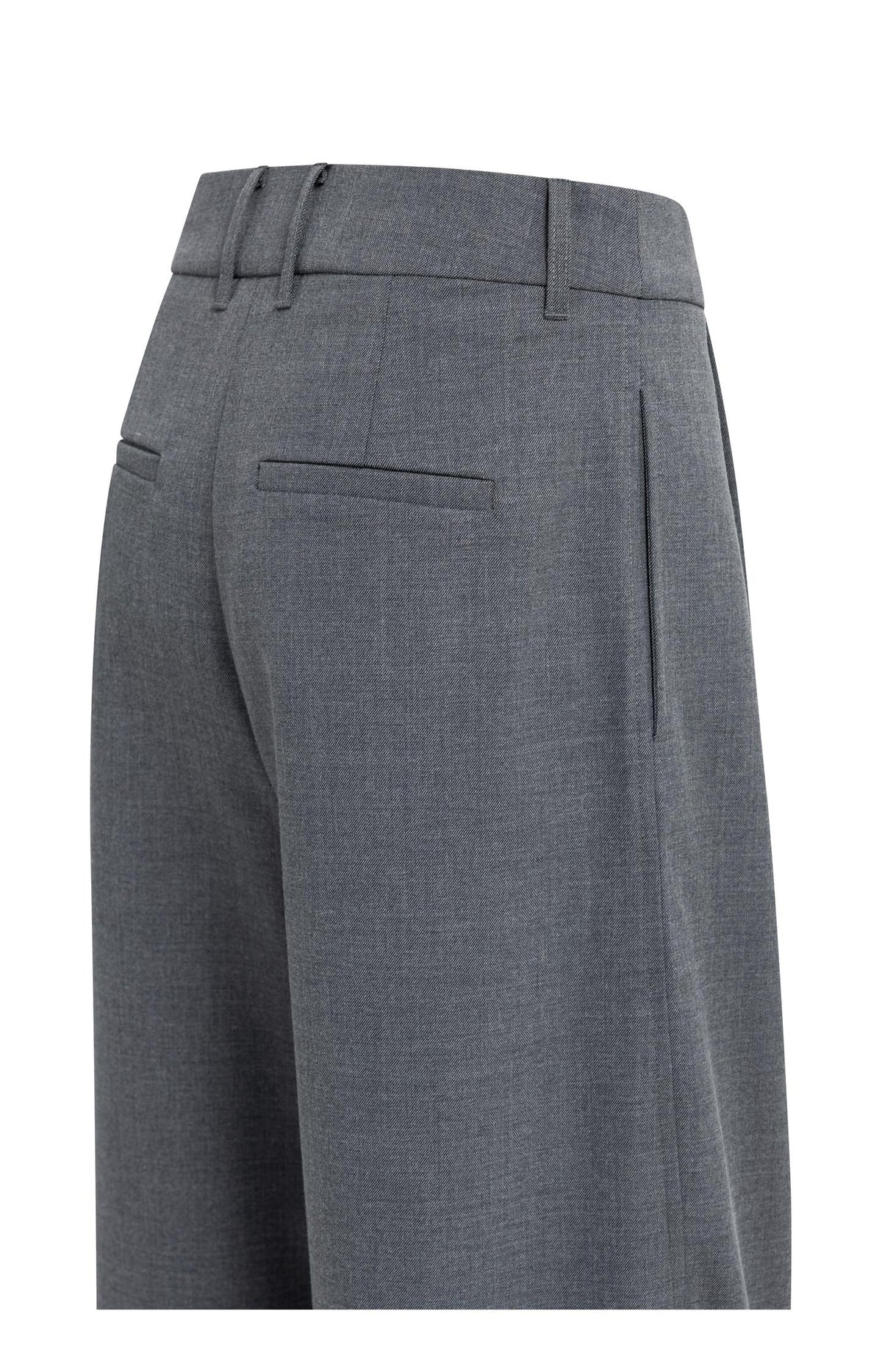 Woven trousers with barrel legs and pleat details - Medium Grey Melange