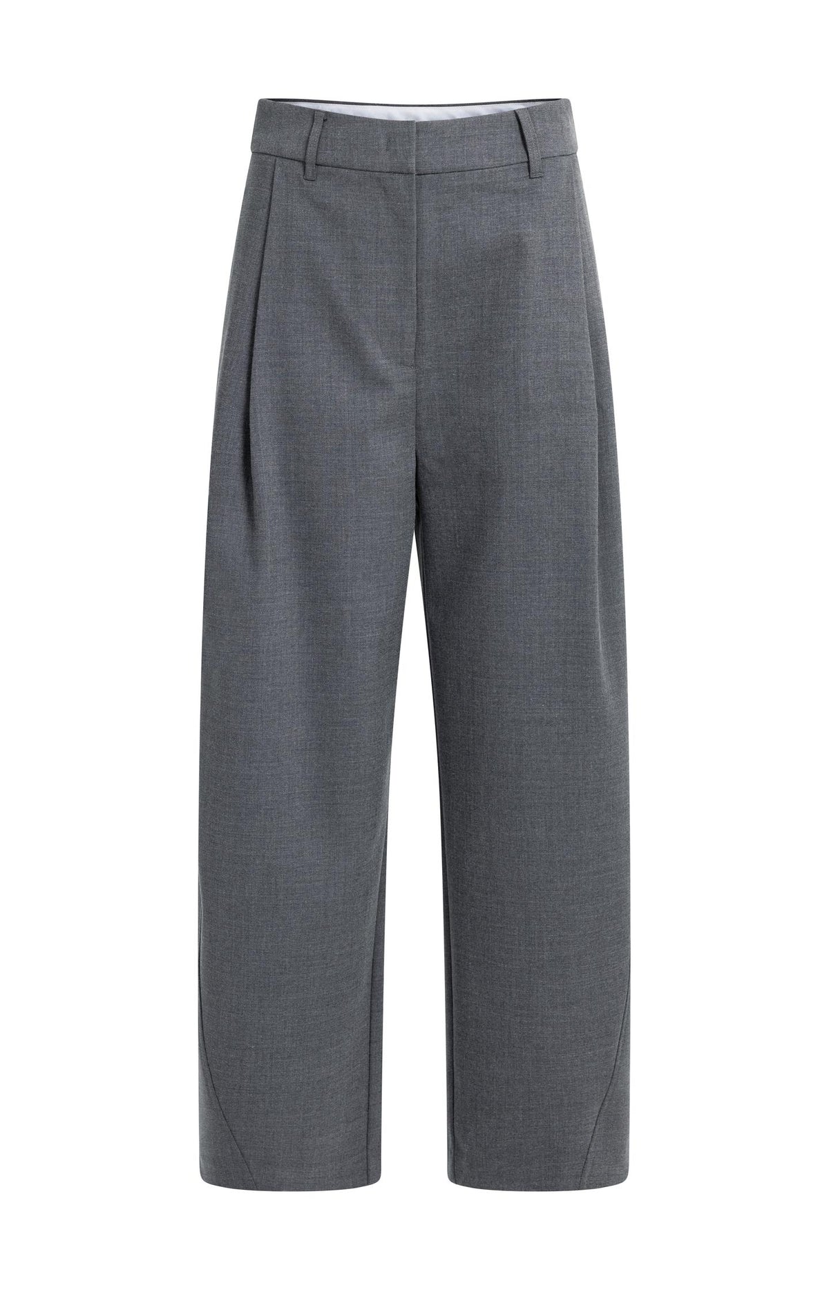 Woven trousers with barrel legs and pleat details - Medium Grey Melange