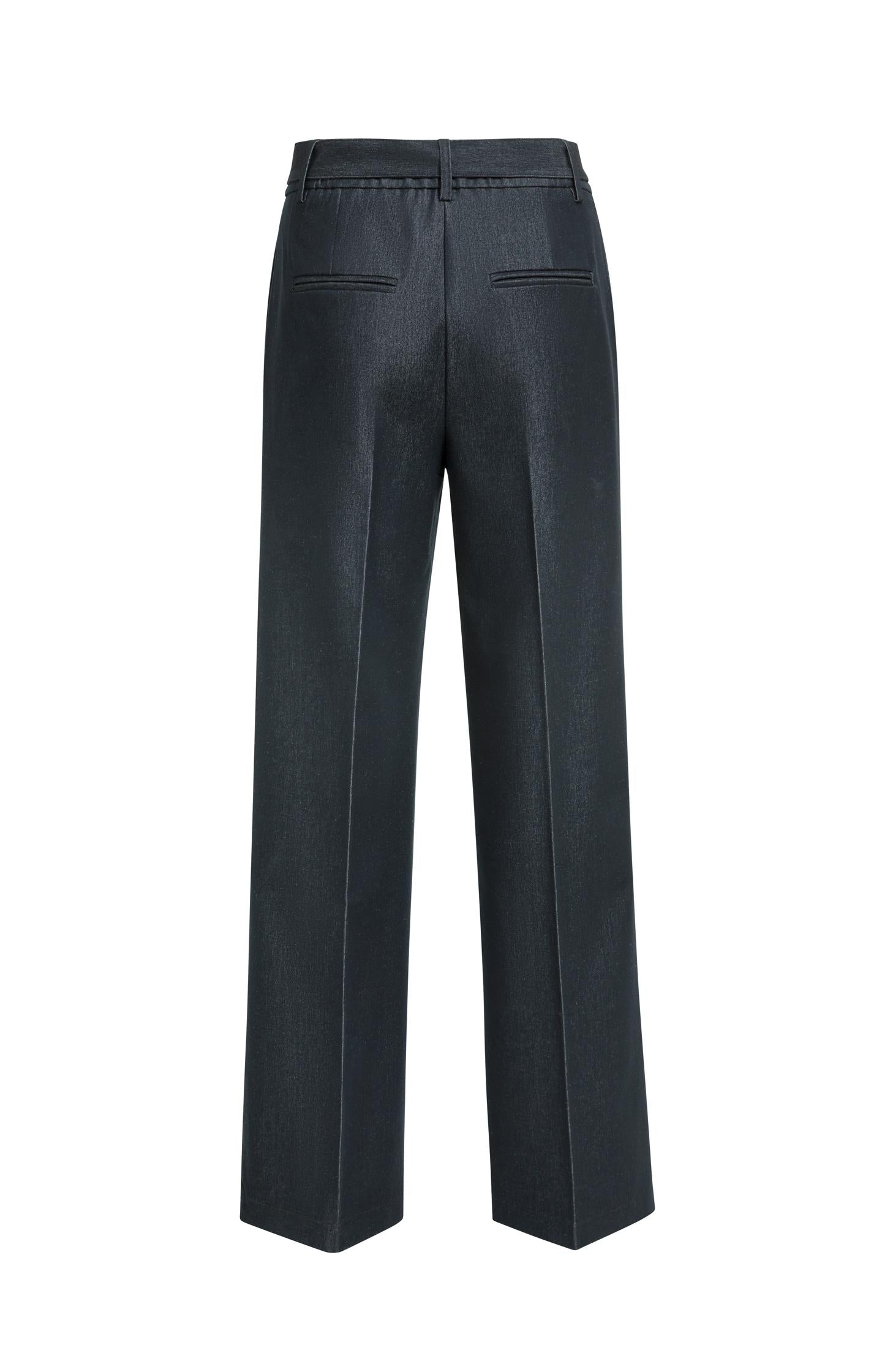 Woven trousers with belt and subtle sheen