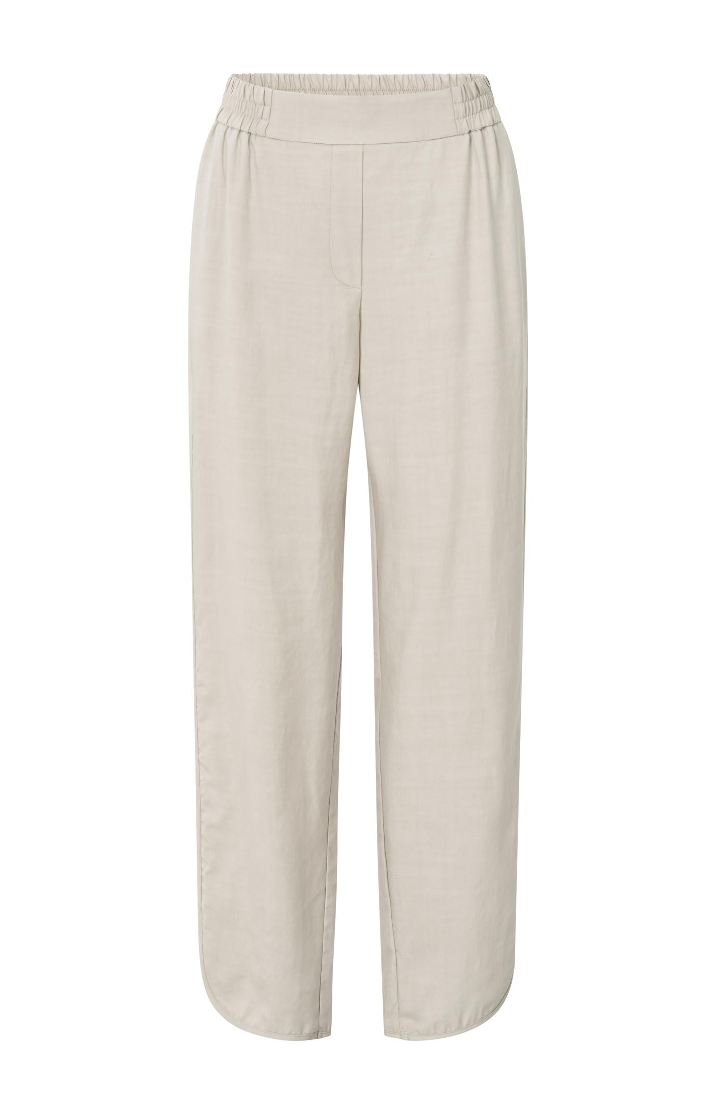 Woven trousers with elastic waistband and curved hem - Type: product