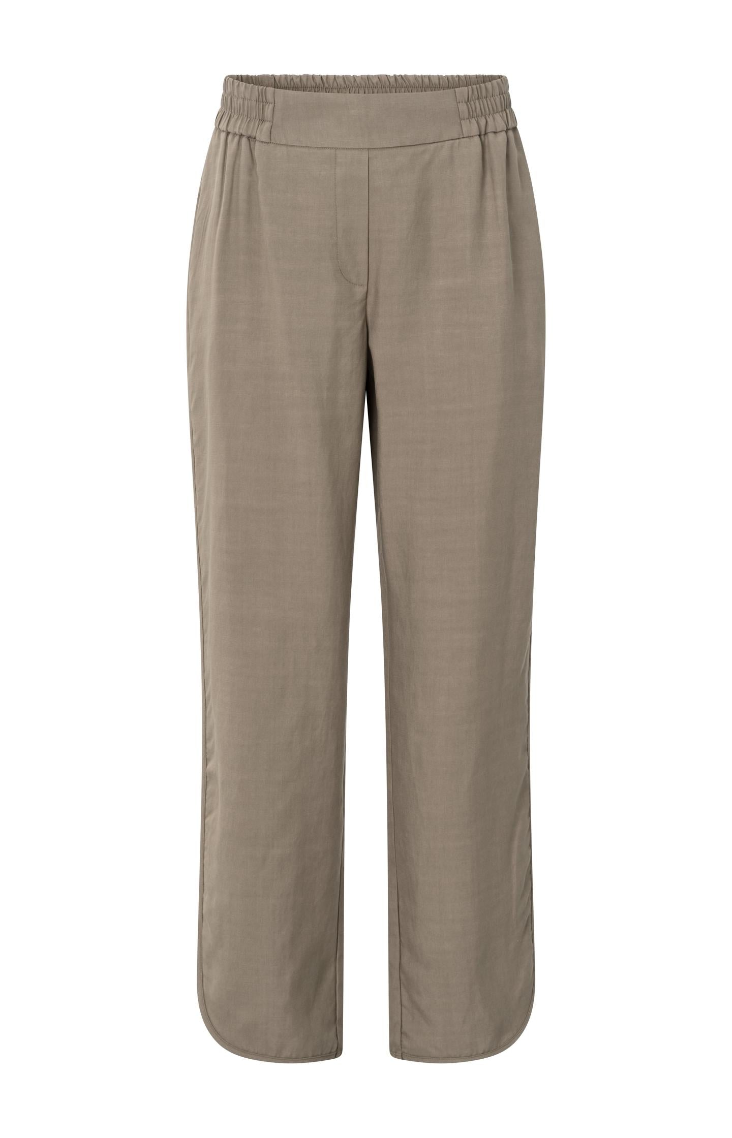 Woven trousers with elastic waistband and curved hem - Type: product