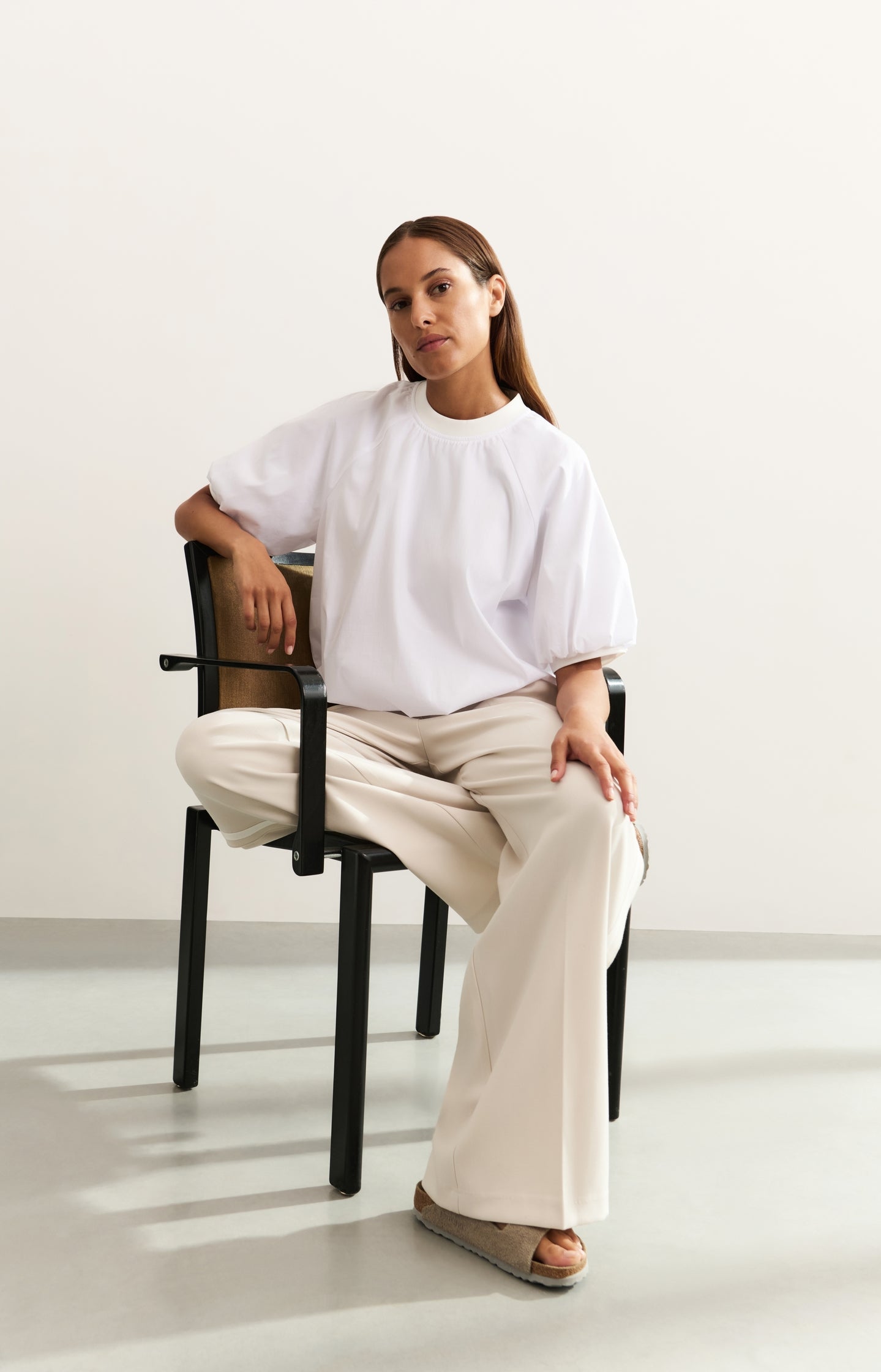 Woven trousers with stripe