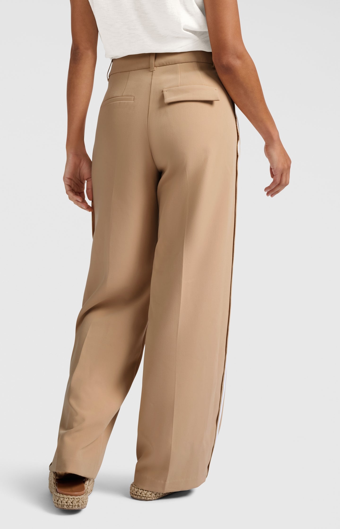 Woven trousers with stripe