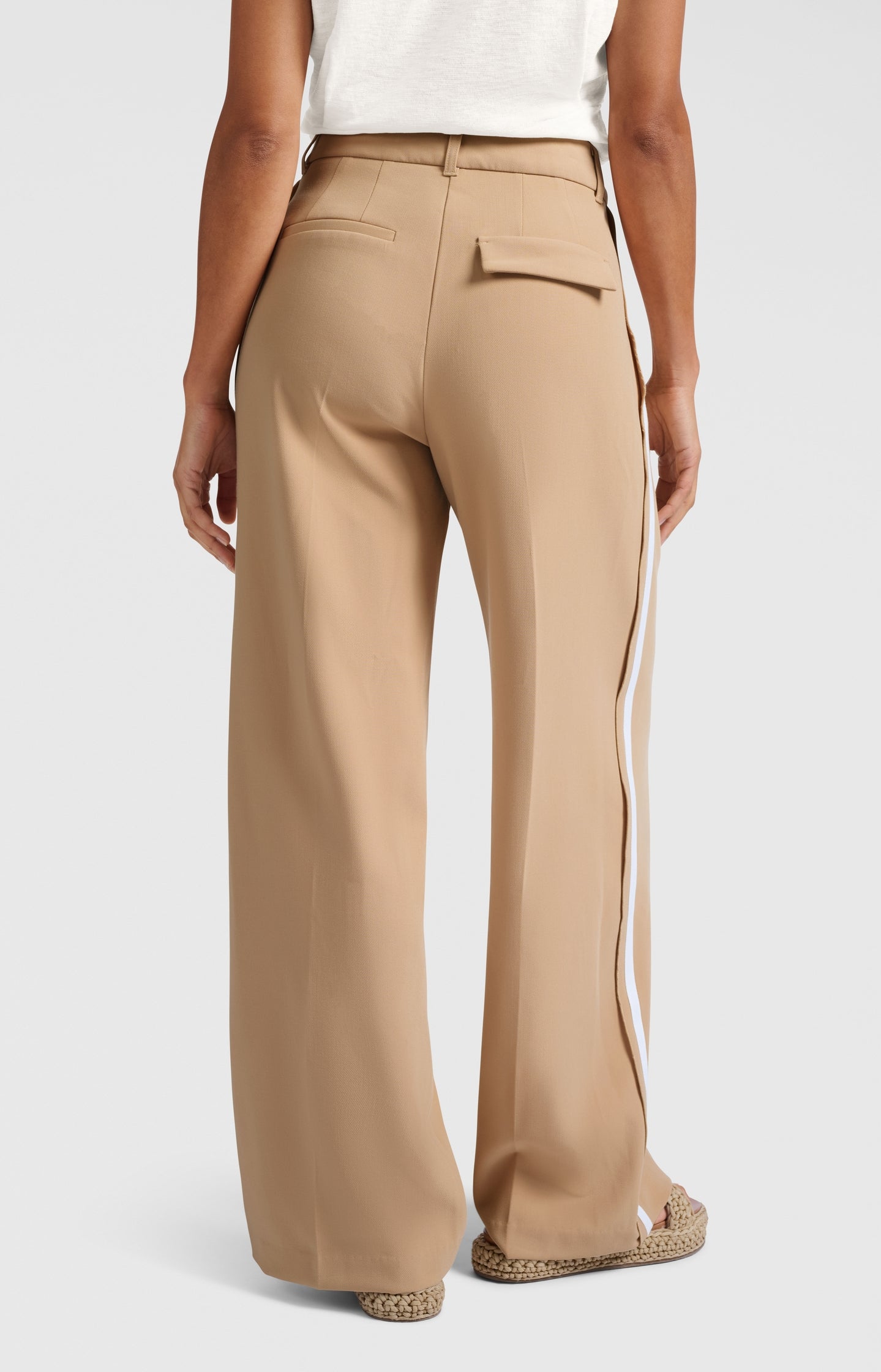 Woven trousers with stripe