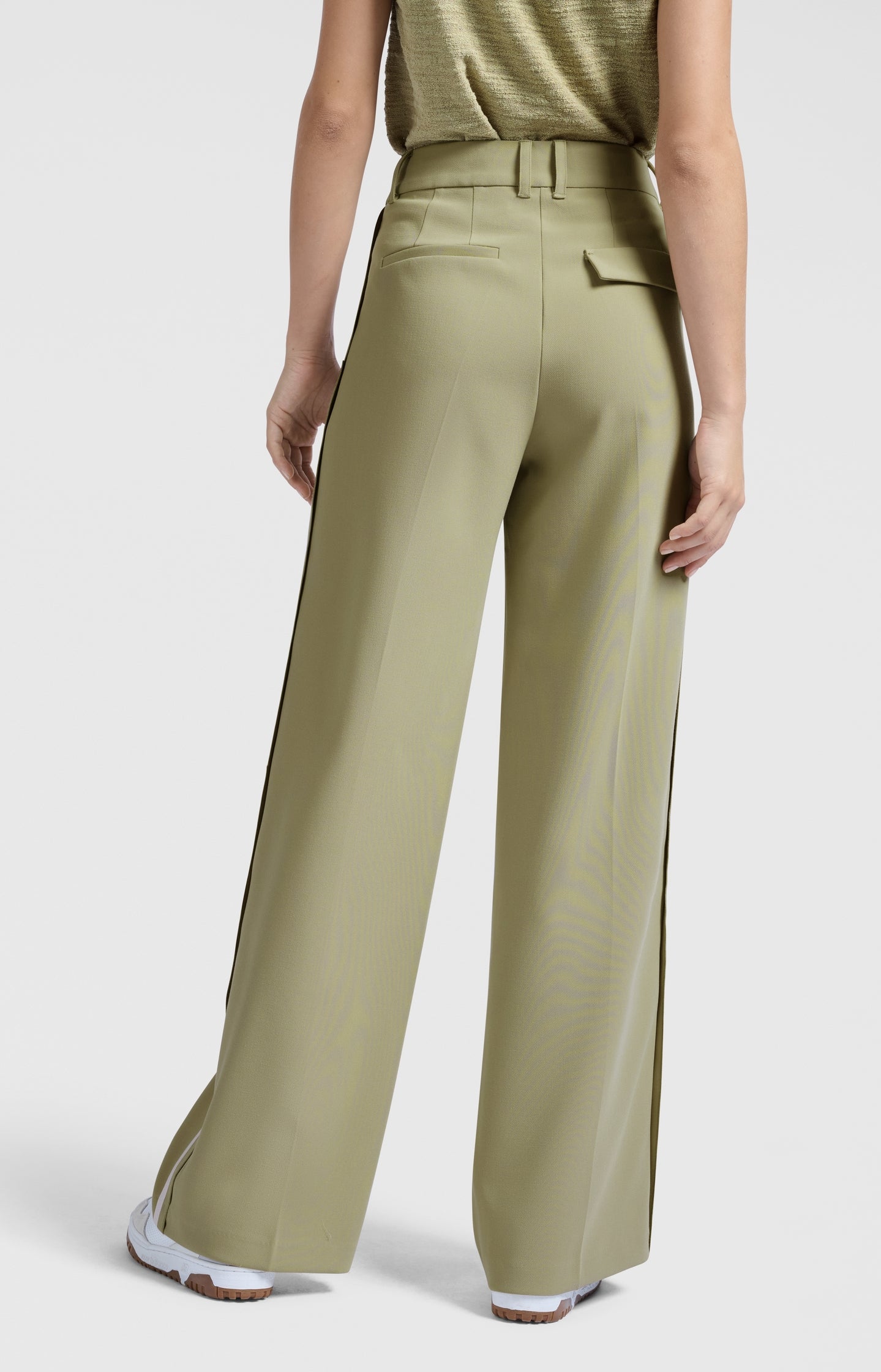 Woven trousers with stripe