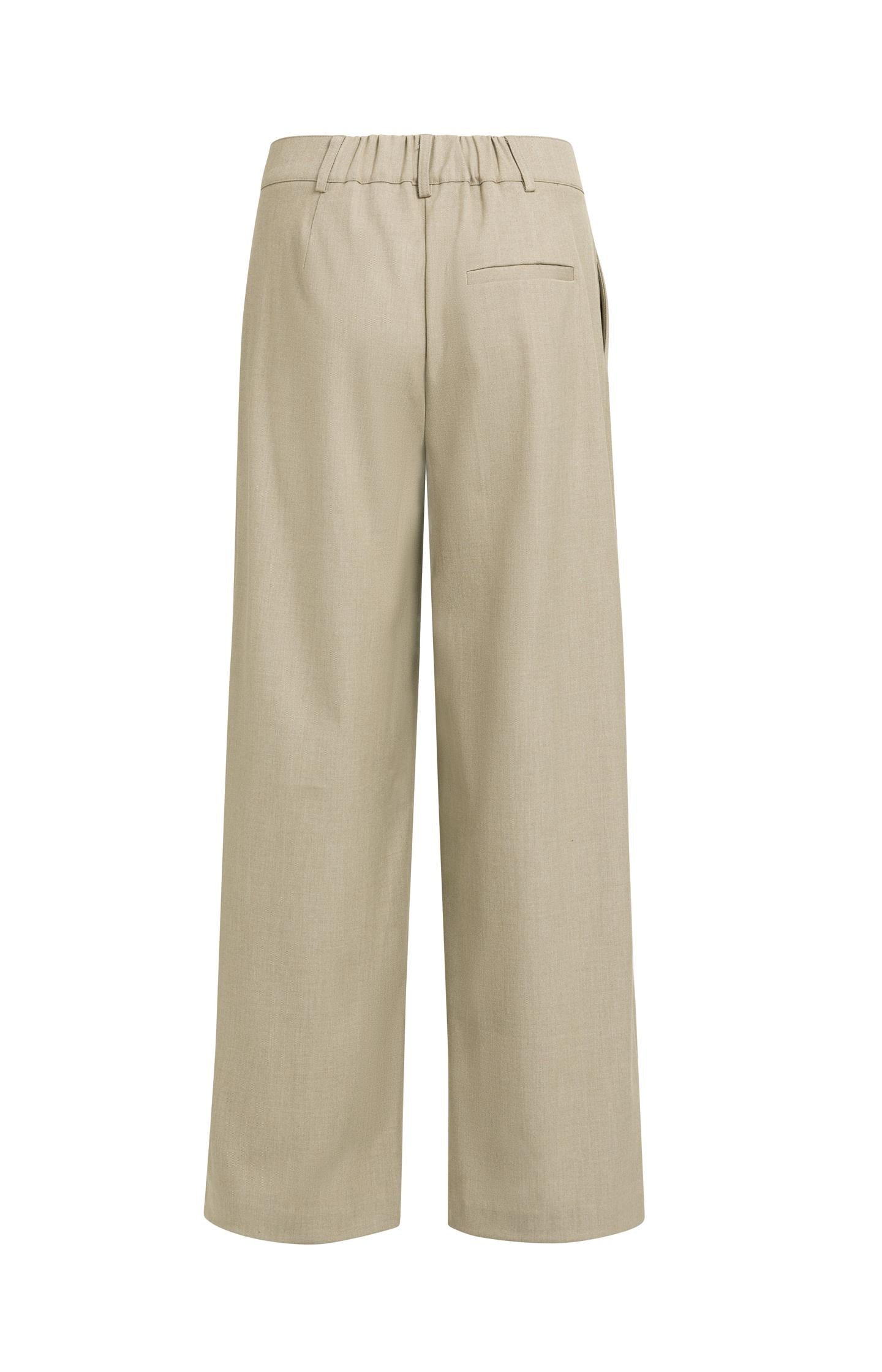 Woven trousers with wide legs and asymmetrical closure
