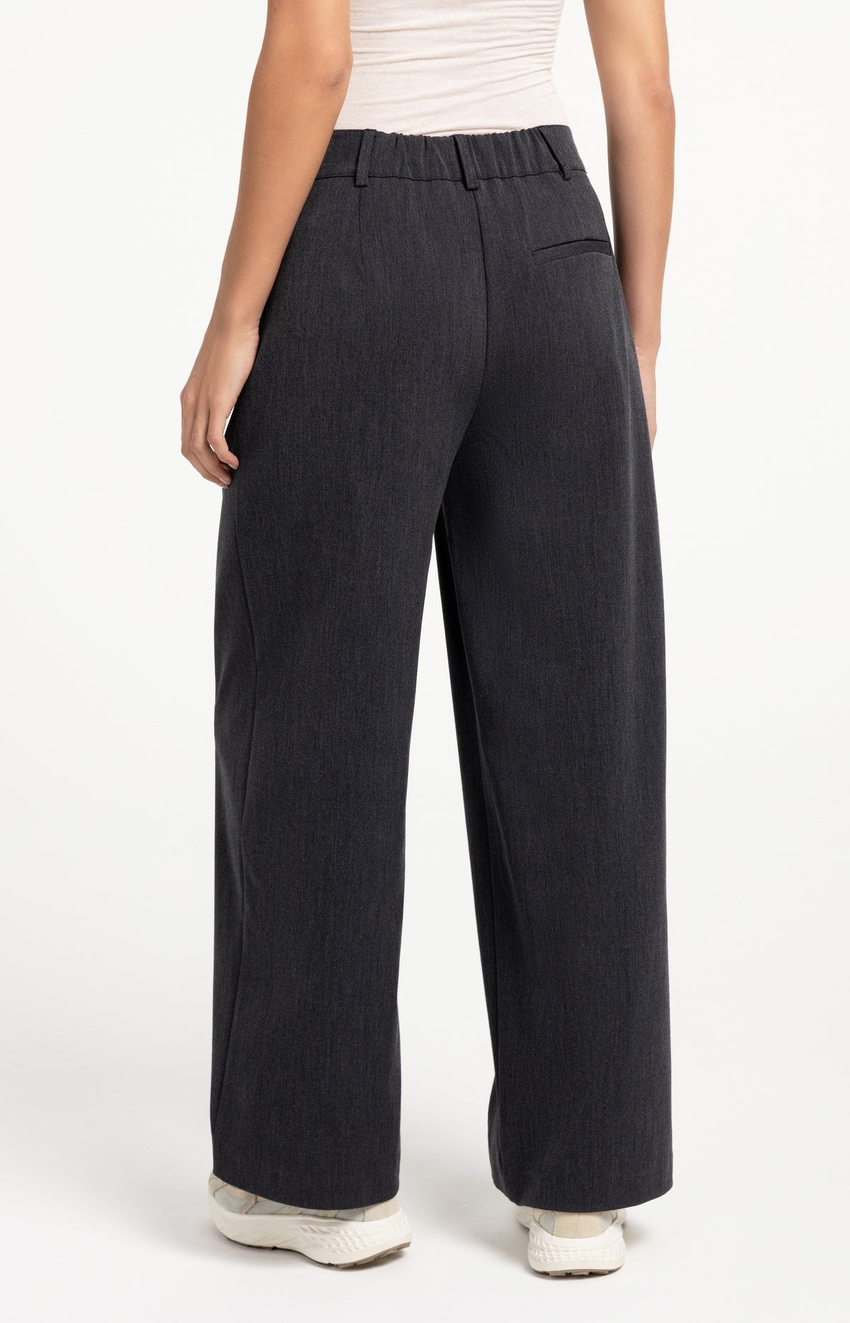 Woven trousers with wide legs and asymmetrical closure
