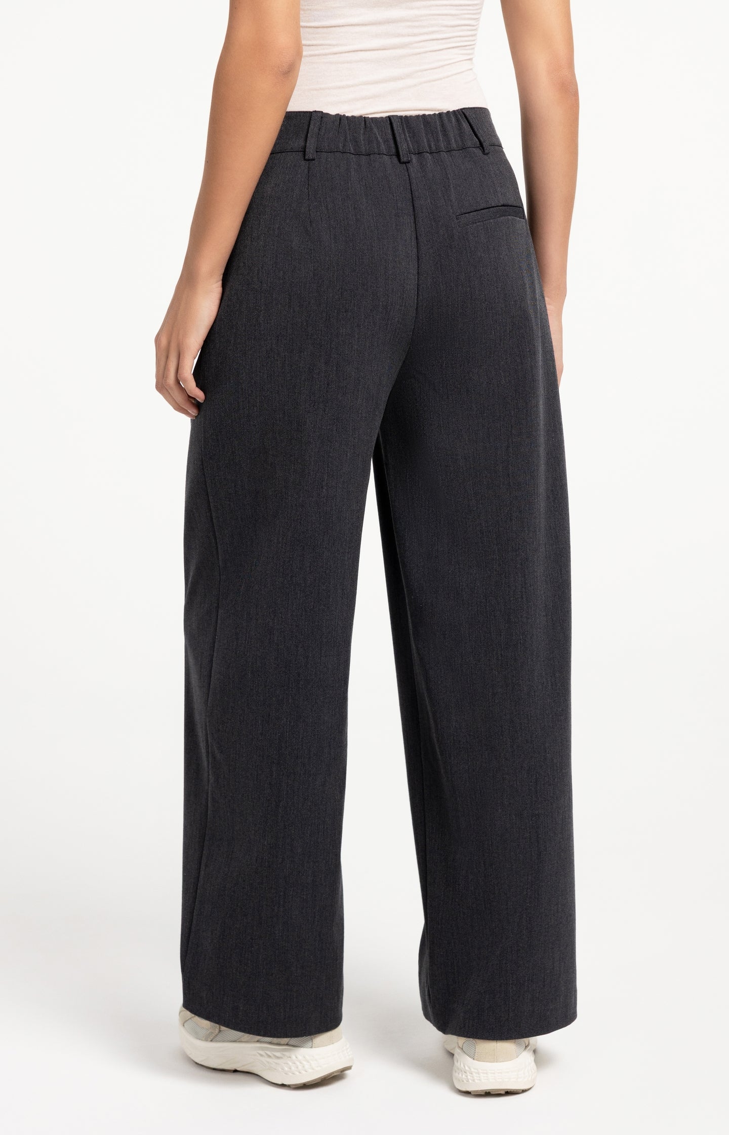 Woven trousers with wide legs and asymmetrical closure