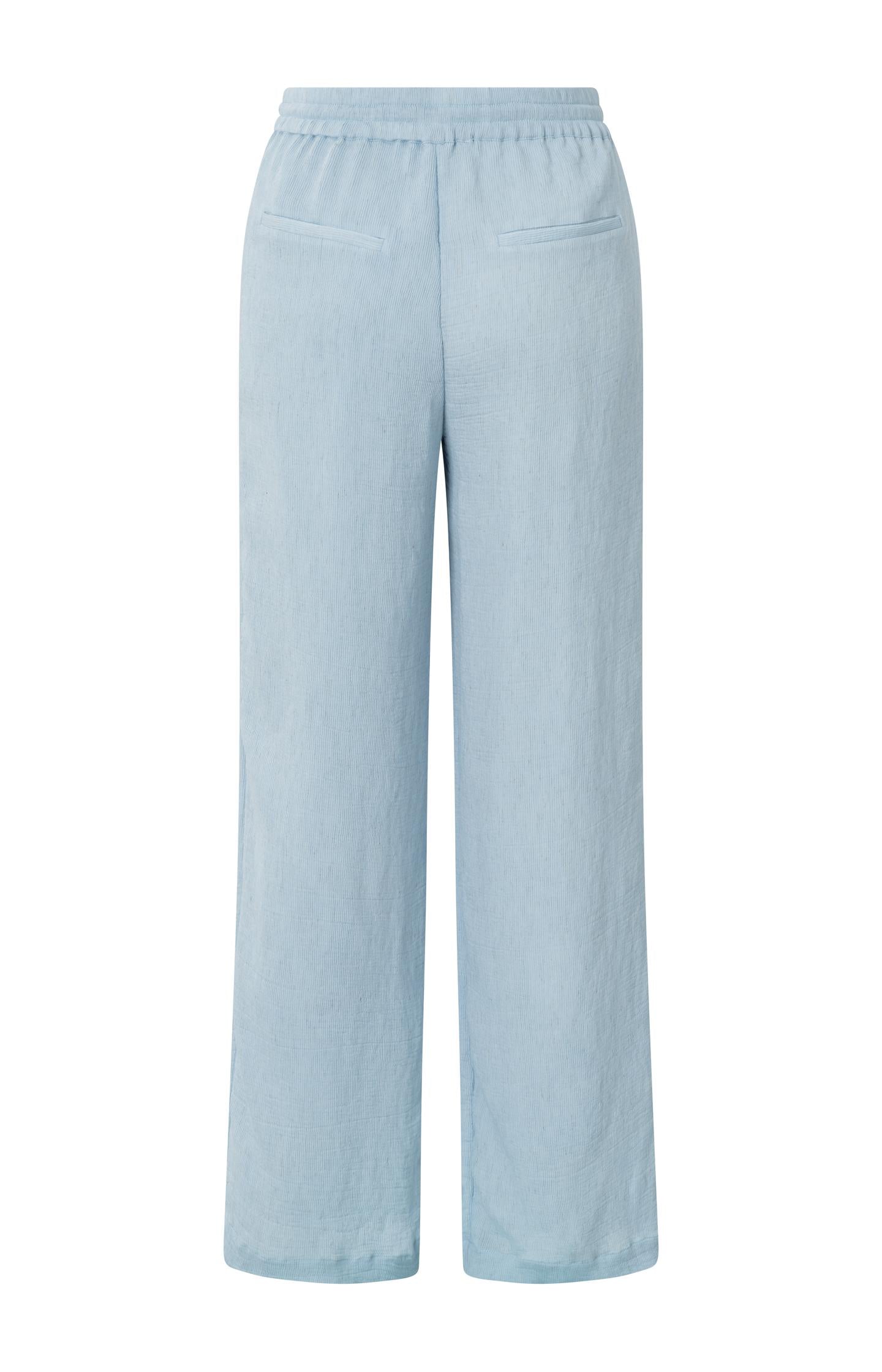 Woven trousers with wide legs and elastic waistband