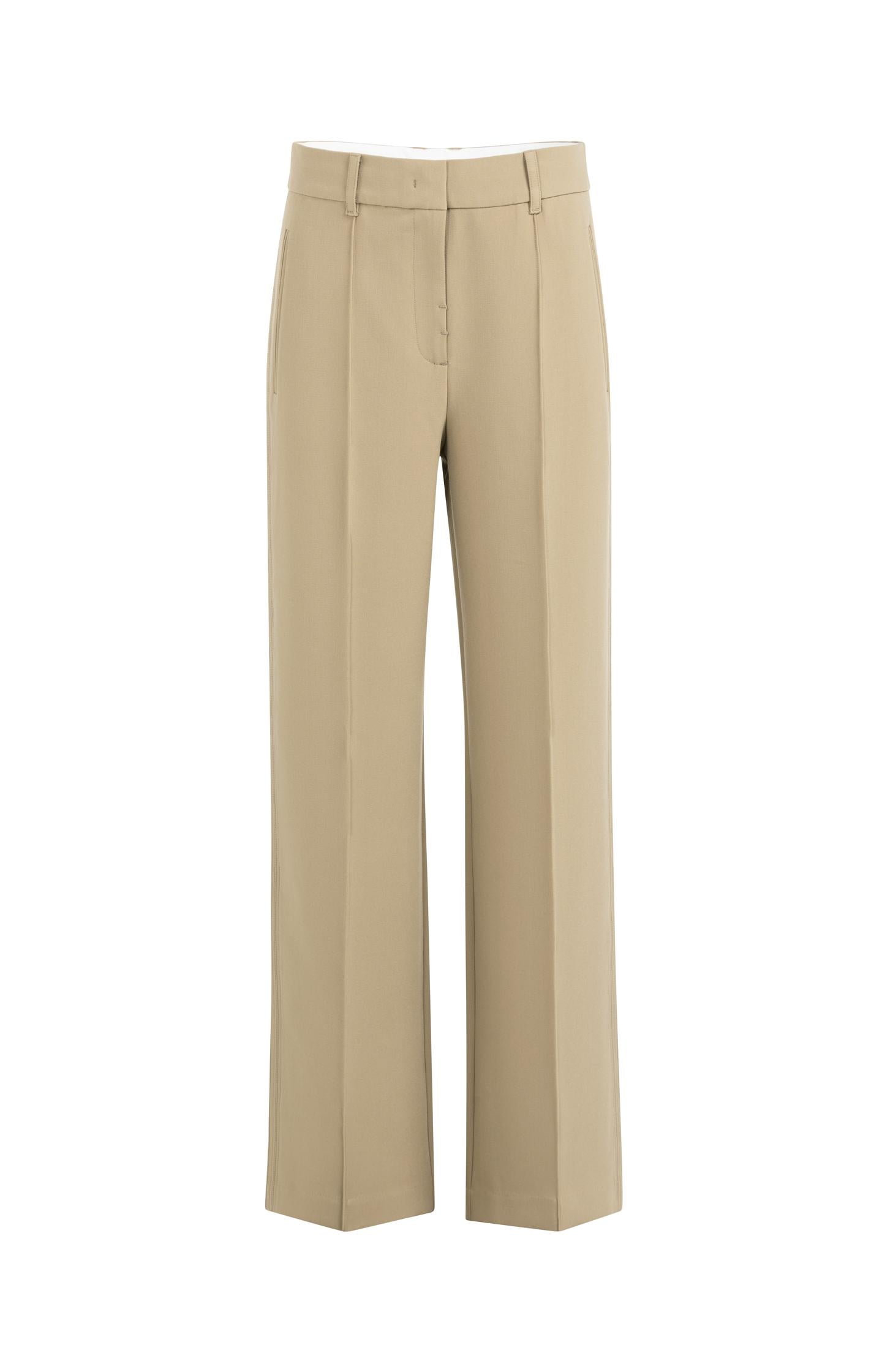 Woven trousers with wide legs and stitched details - Brown