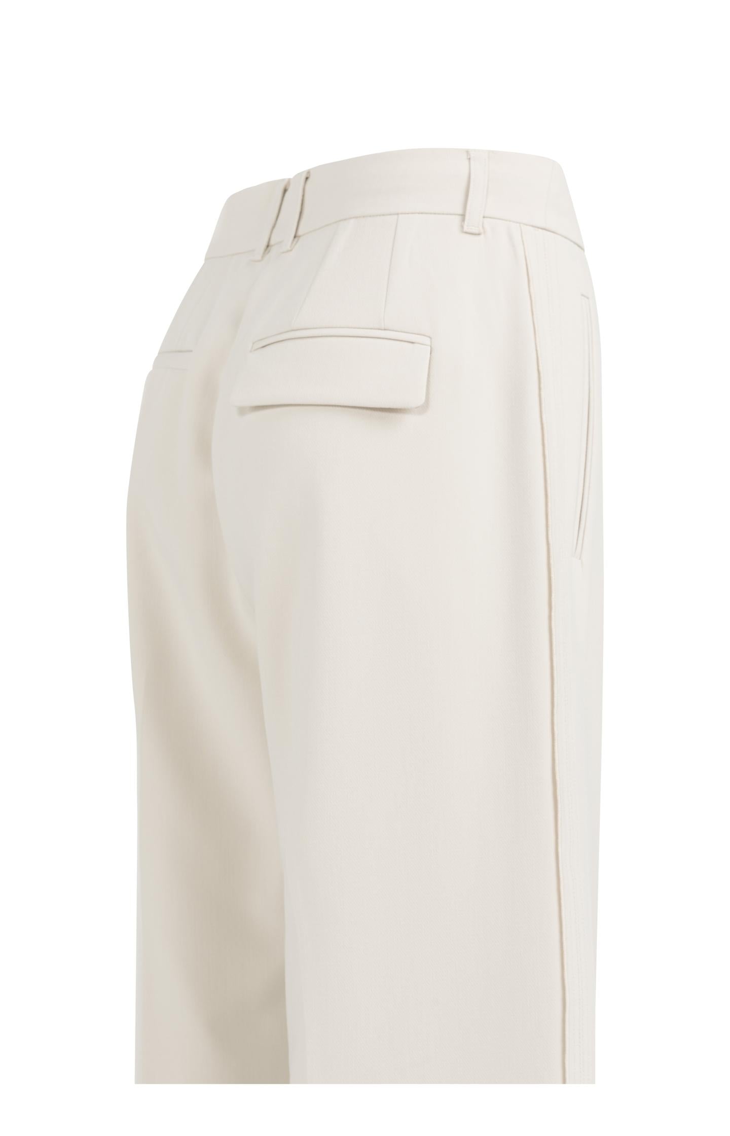 Woven trousers with wide legs and stitched details - Beige