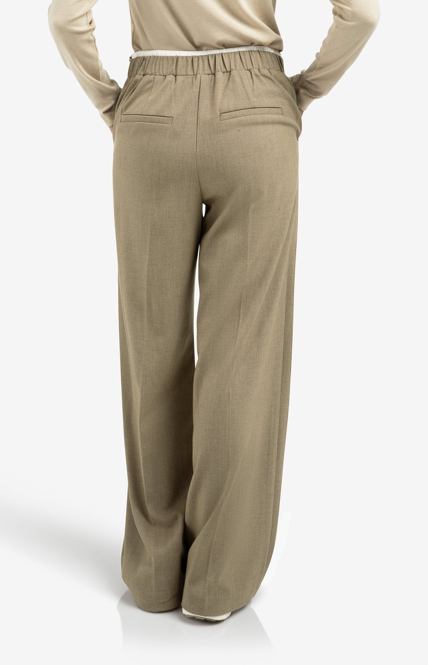 Woven wide leg trousers with contrast waistband - Type: lookbook