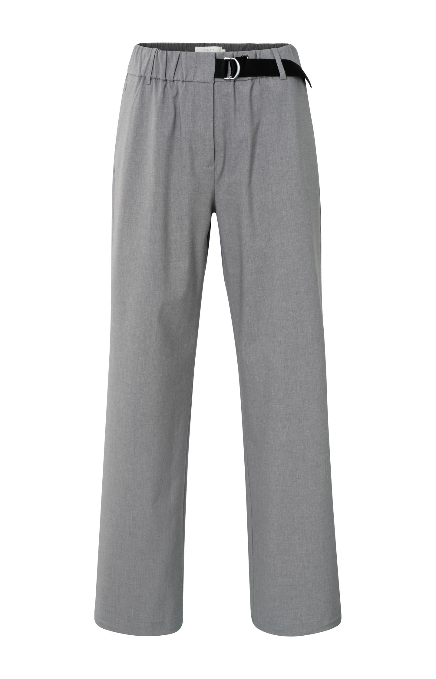 Woven wide leg trousers with elastic waist and belt detail - Type: product